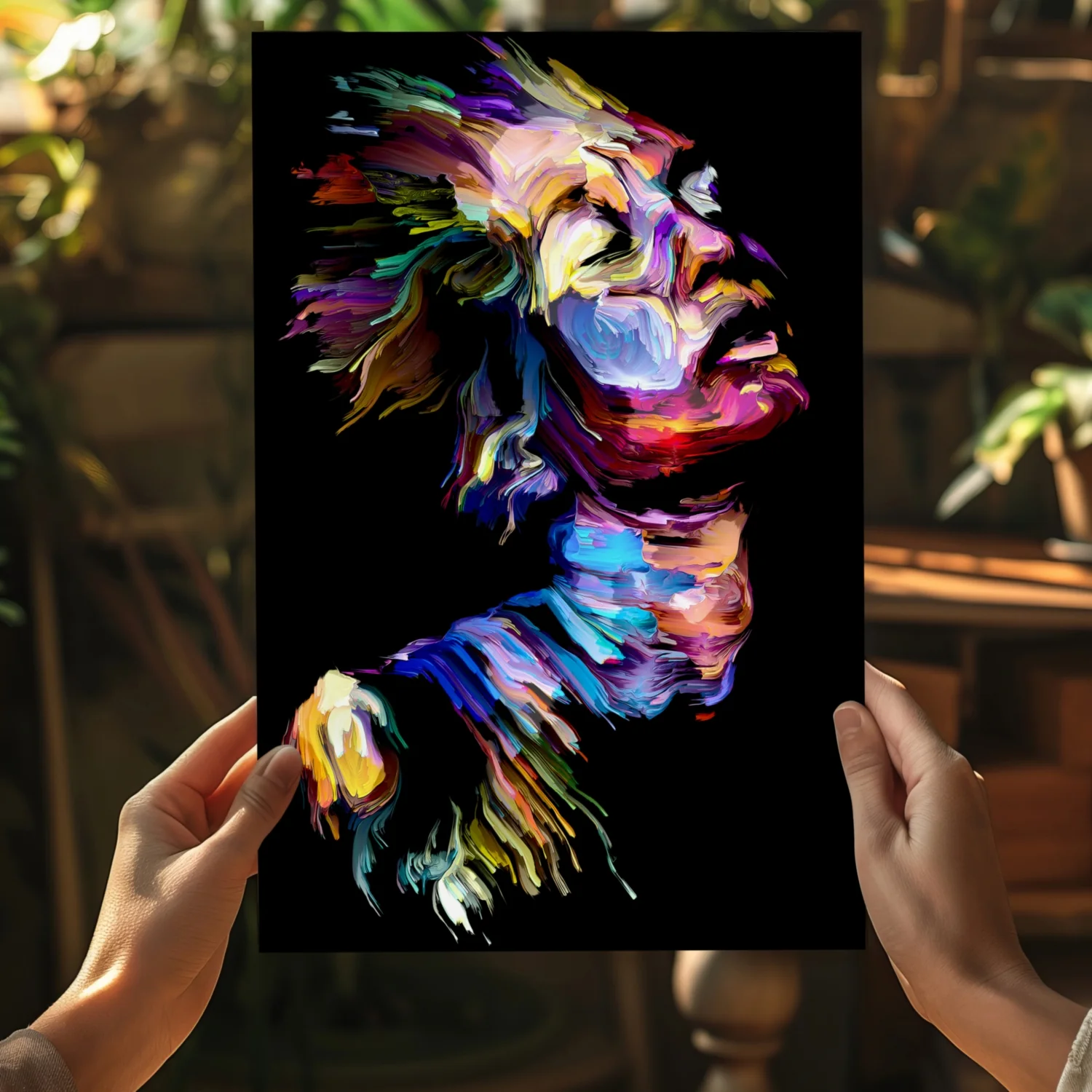 Vibrant Painted Face Aluminum Print - Image 5