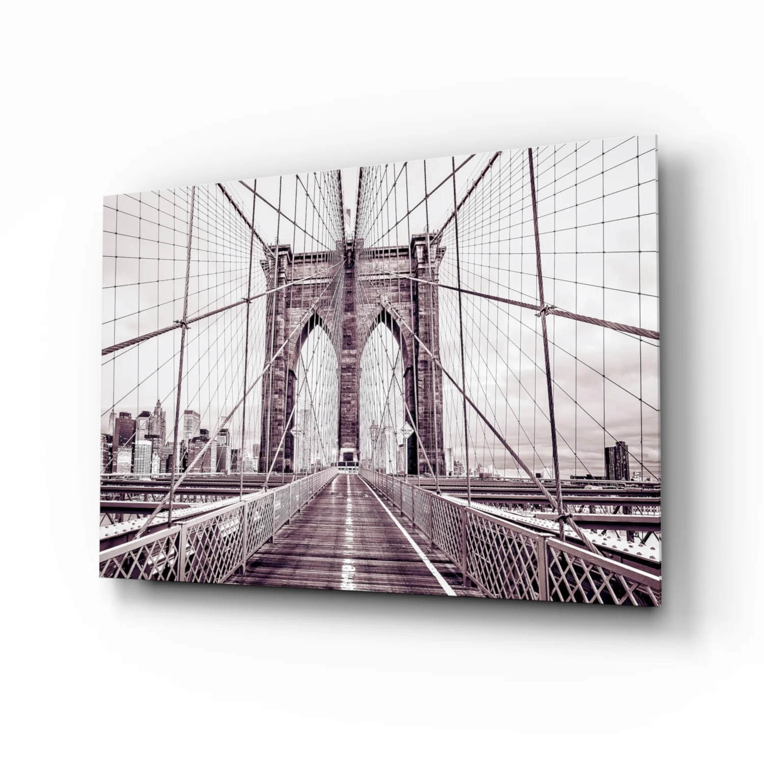 Vintage Bridge Walkway Symmetry Glass Wall Art - Image 2