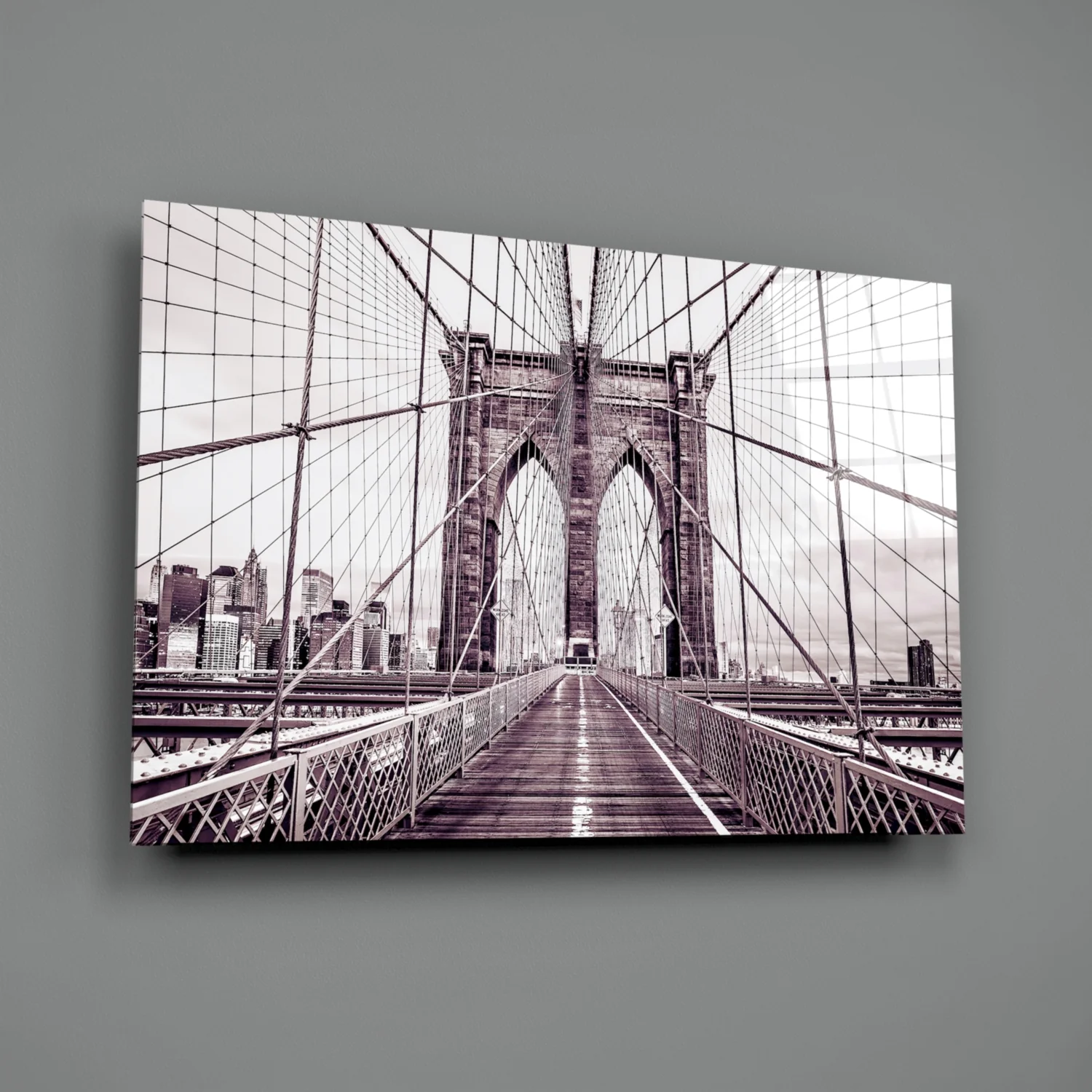 Vintage Bridge Walkway Symmetry Glass Wall Art - Image 3