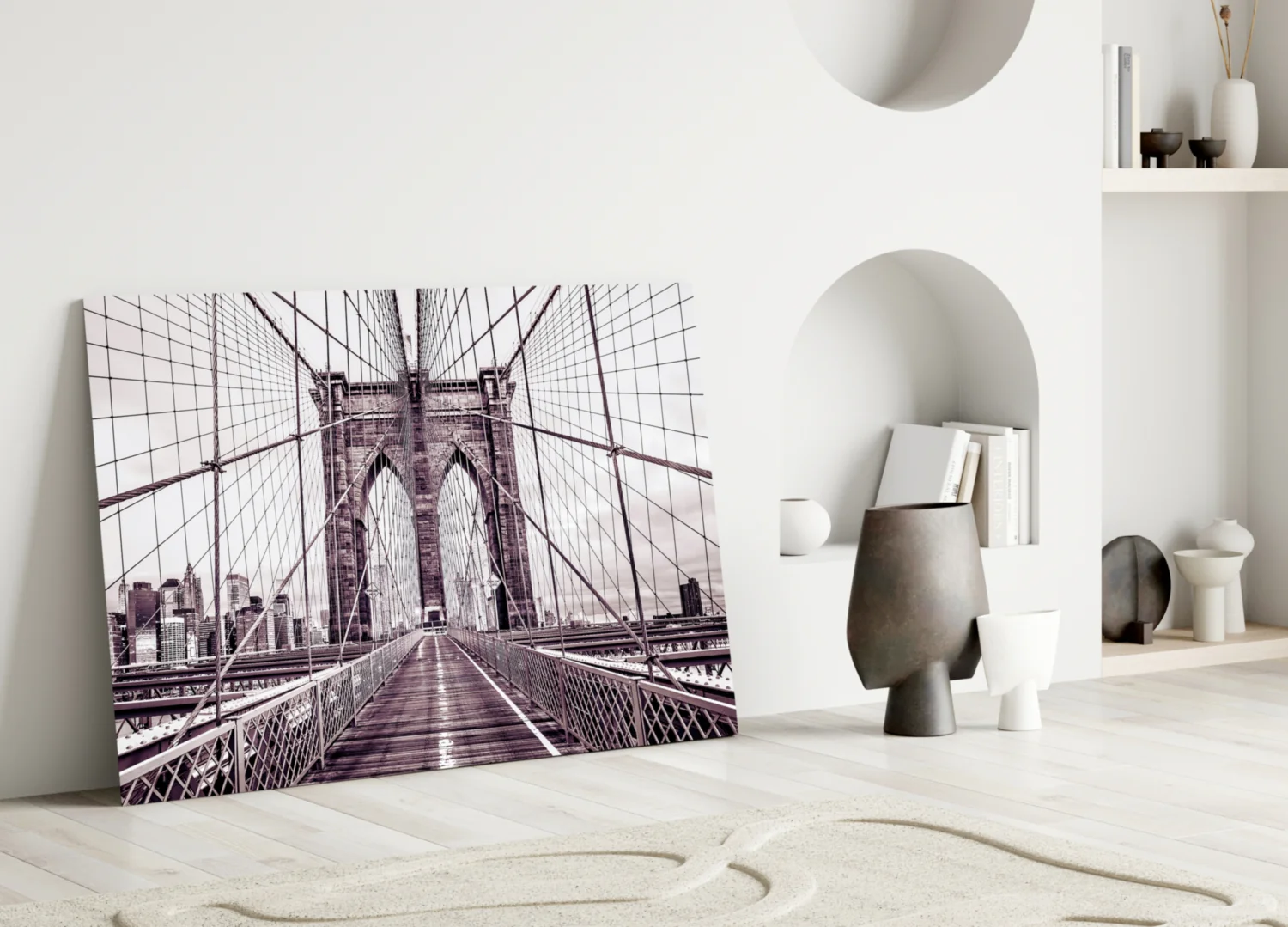 Vintage Bridge Walkway Symmetry Glass Wall Art - Image 4