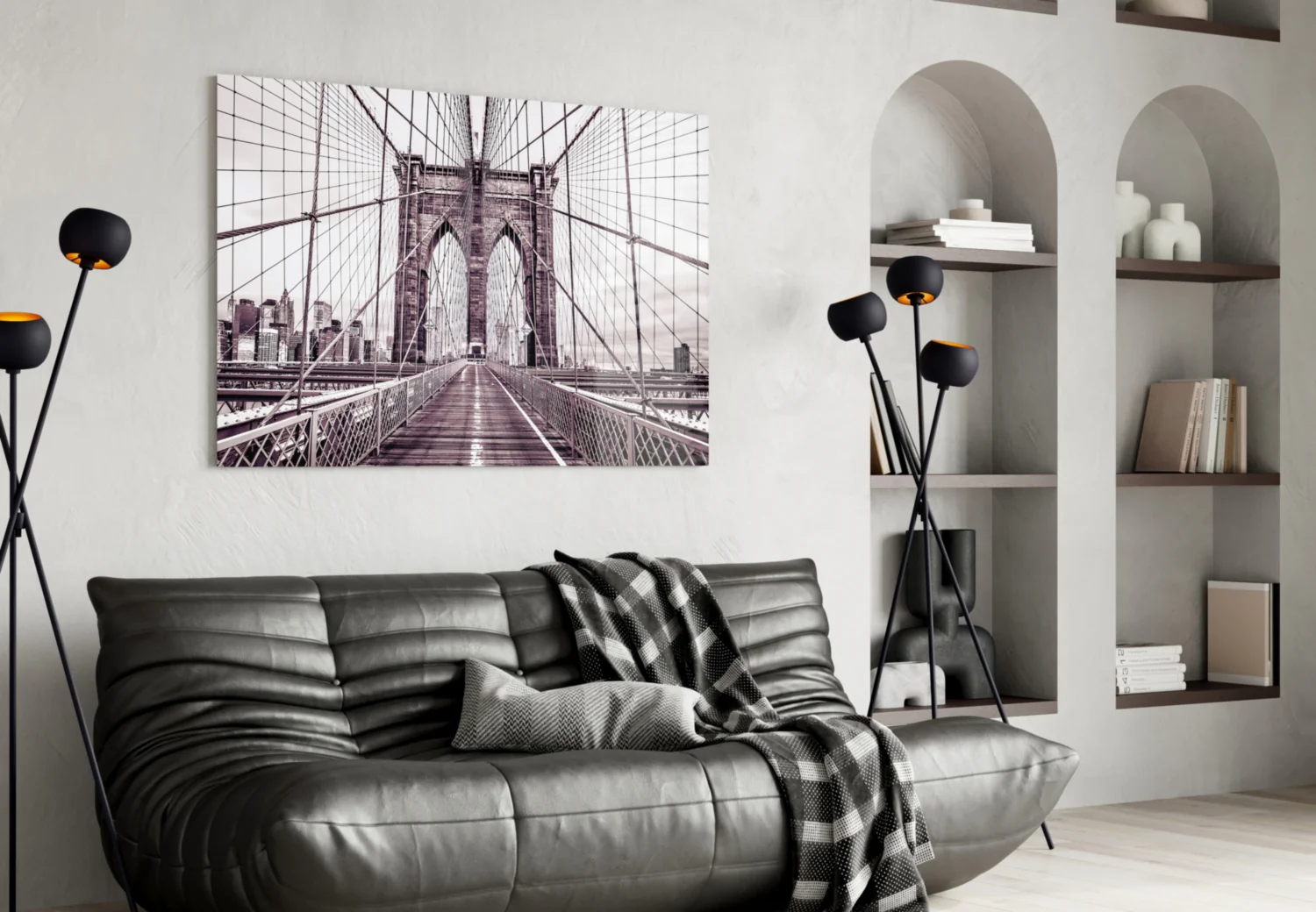 Vintage Bridge Walkway Symmetry Glass Wall Art - Image 5