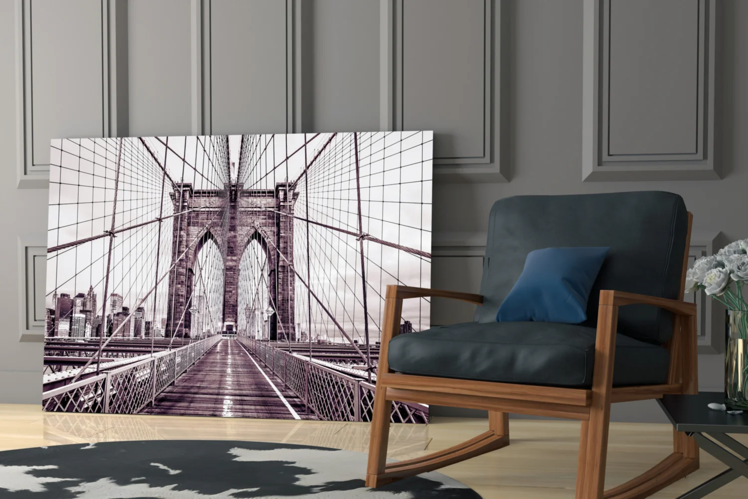 Vintage Bridge Walkway Symmetry Glass Wall Art - Image 7