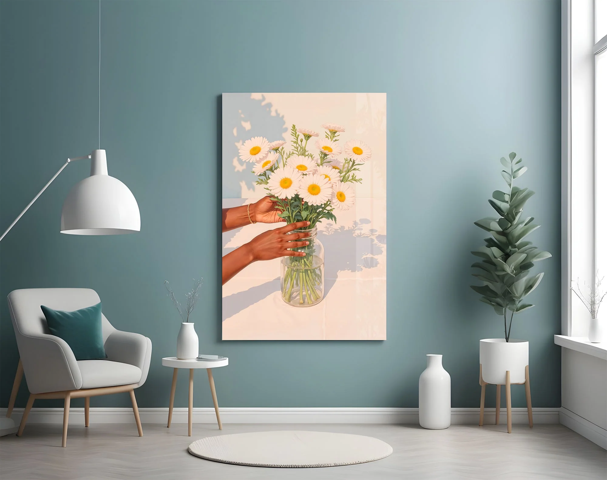 Vintage Flower Bouquet Artwork Glass Wall Art - Image 4