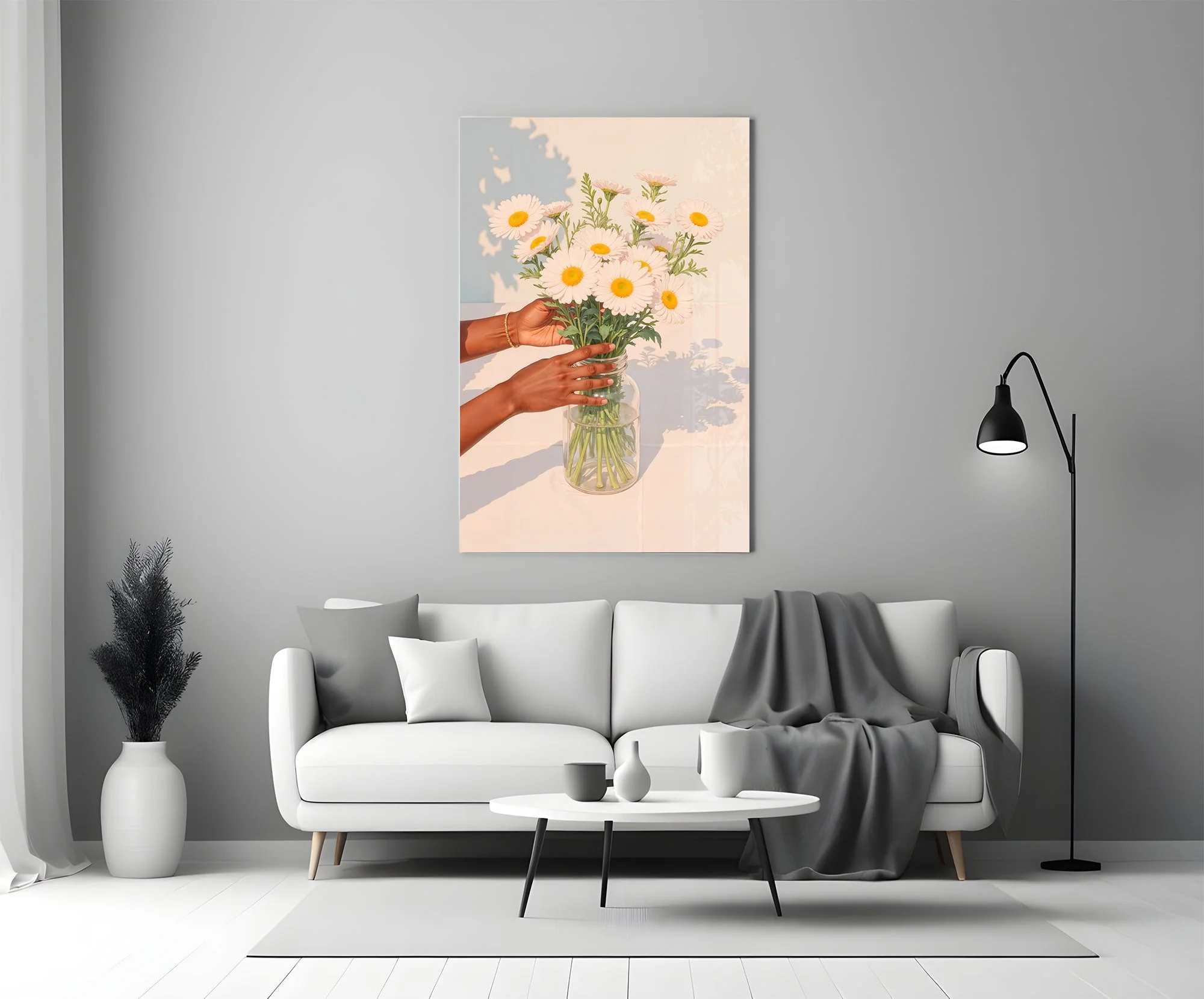 Vintage Flower Bouquet Artwork Glass Wall Art - Image 5