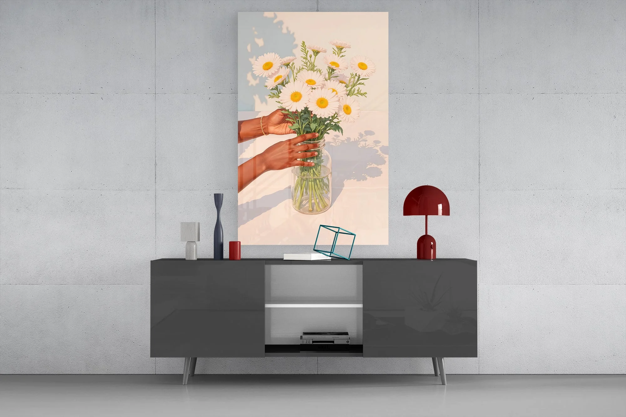 Vintage Flower Bouquet Artwork Glass Wall Art - Image 8