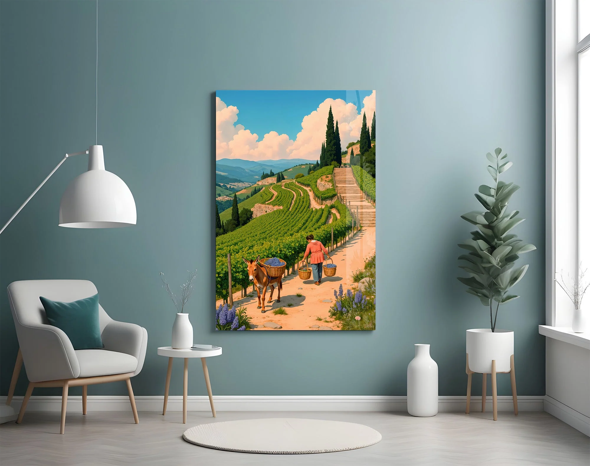 Vintage Wine Country Wall Art Glass Wall Art - Image 4