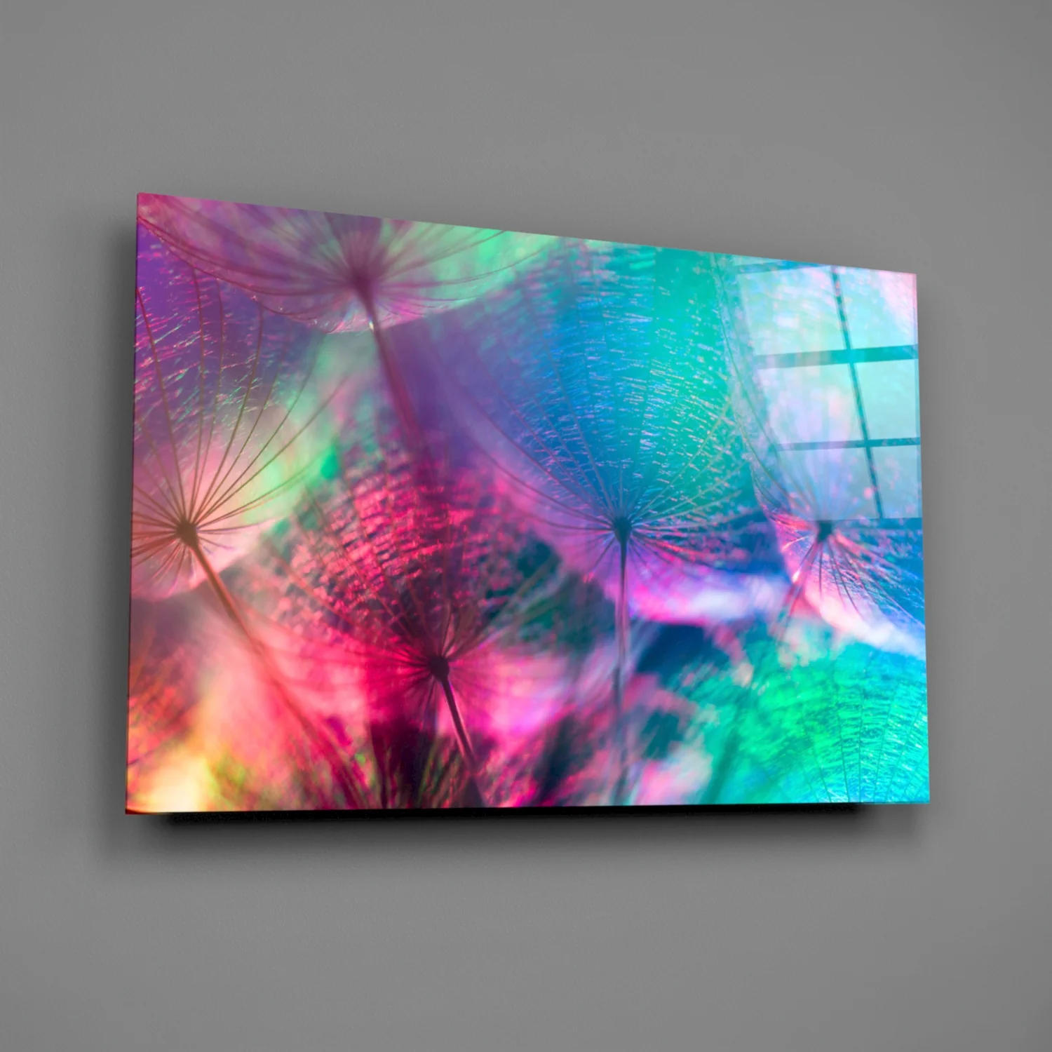 Vivid Dandelion Bokeh Abstract Glass Wall Art - Image 3