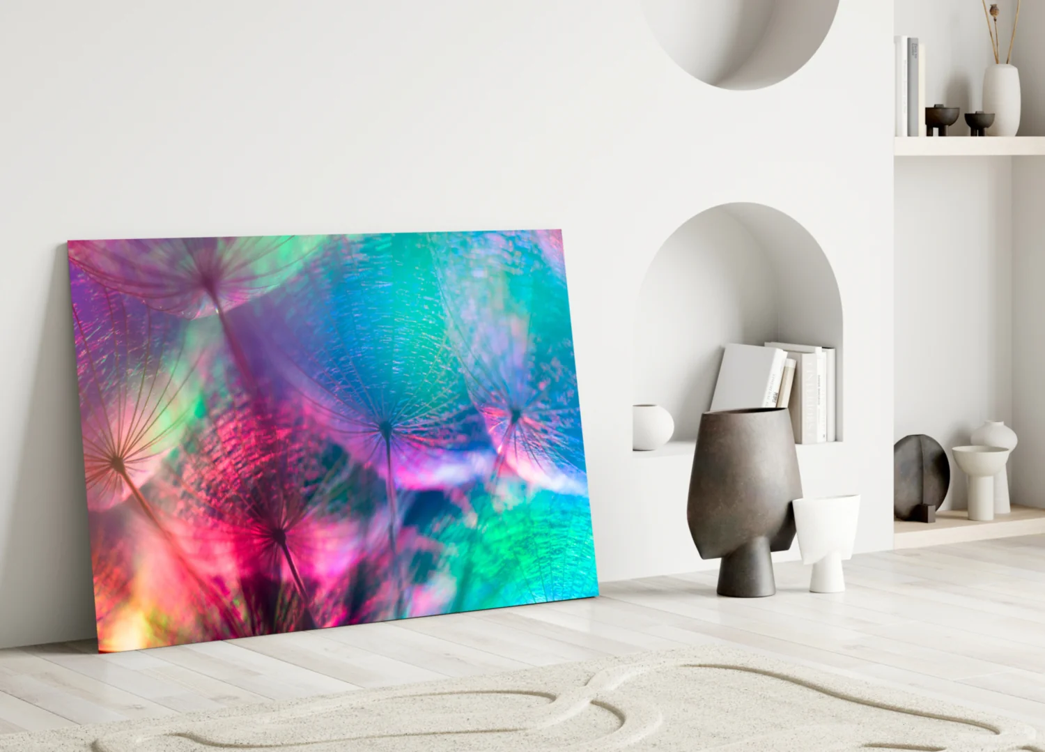 Vivid Dandelion Bokeh Abstract Glass Wall Art - Image 4