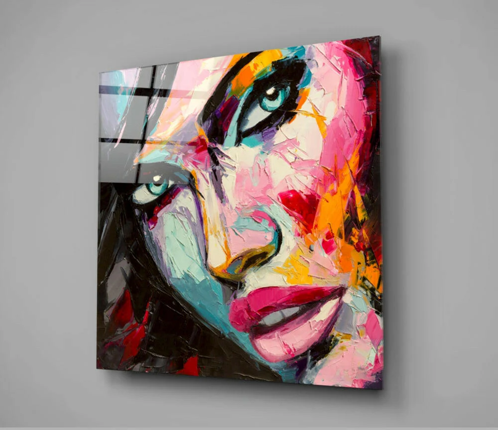 Vivid Palette Knife Face Glass Wall Art - Image 3
