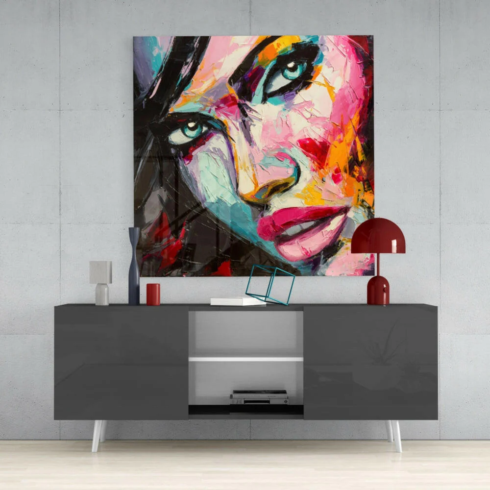 Vivid Palette Knife Face Glass Wall Art - Image 4