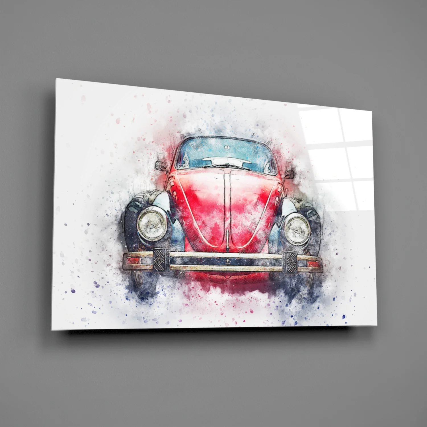 Retro Bubble Car Glass Wall Art - Image 2