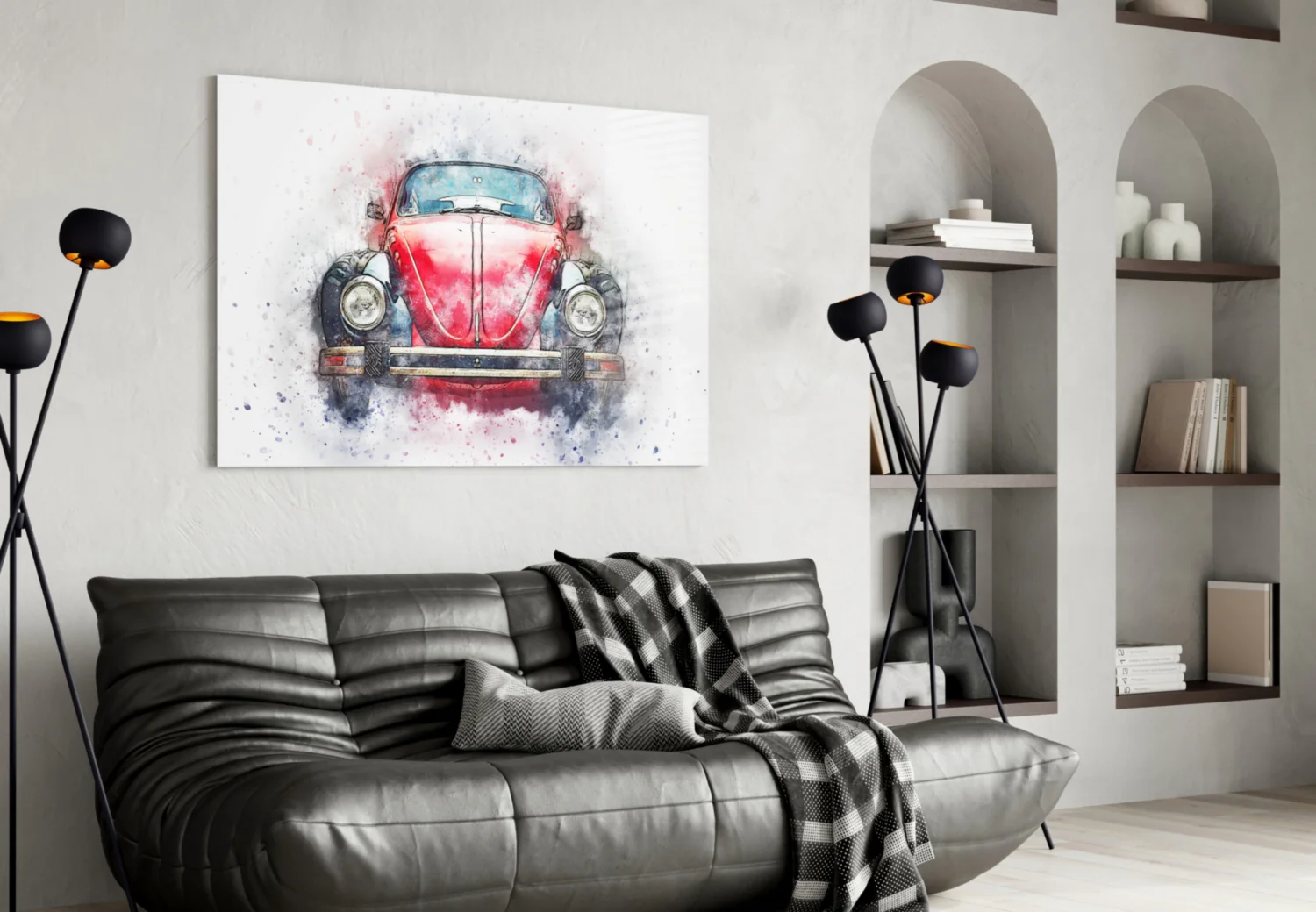 Retro Bubble Car Glass Wall Art - Image 4