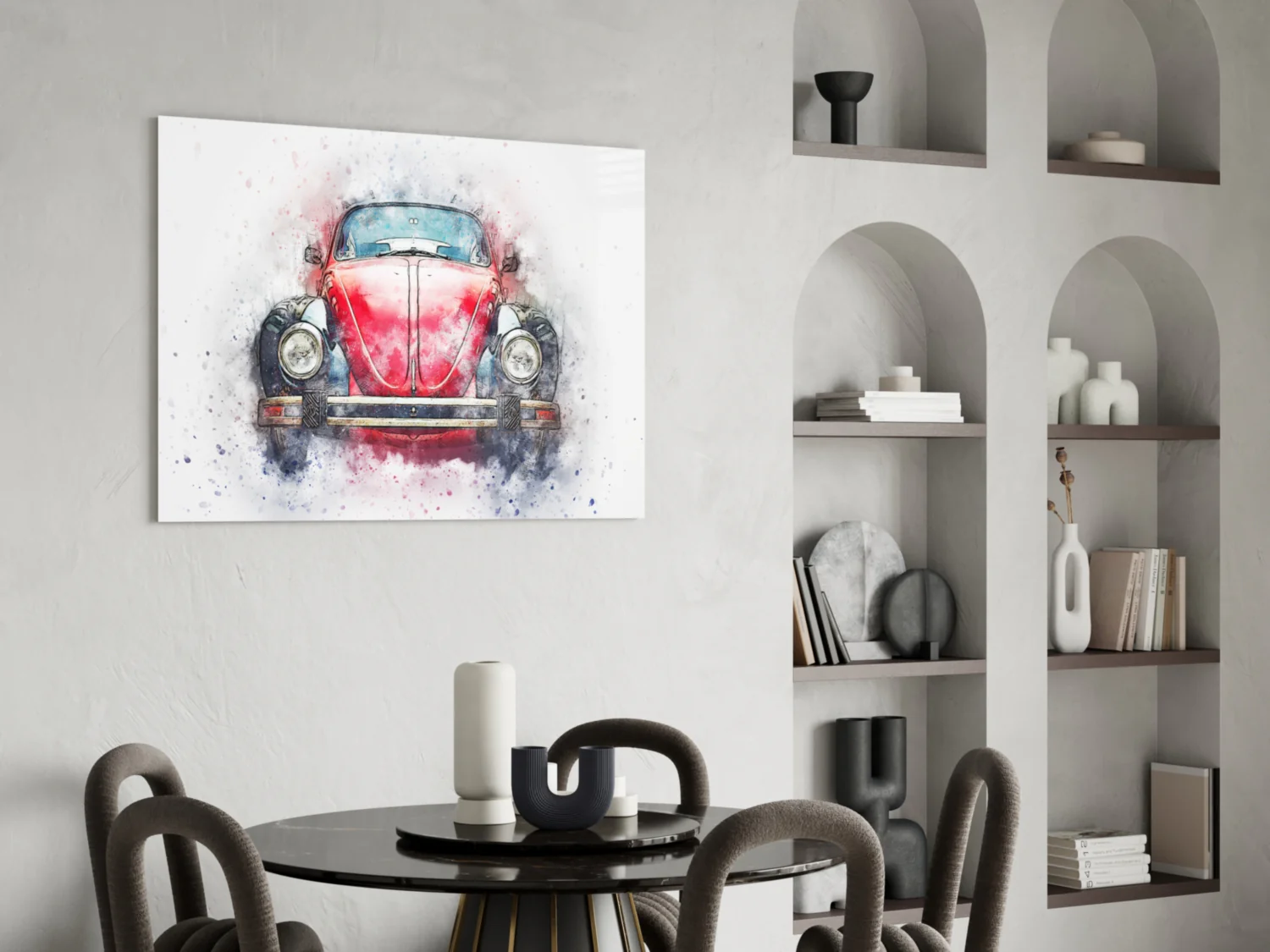Retro Bubble Car Glass Wall Art - Image 5