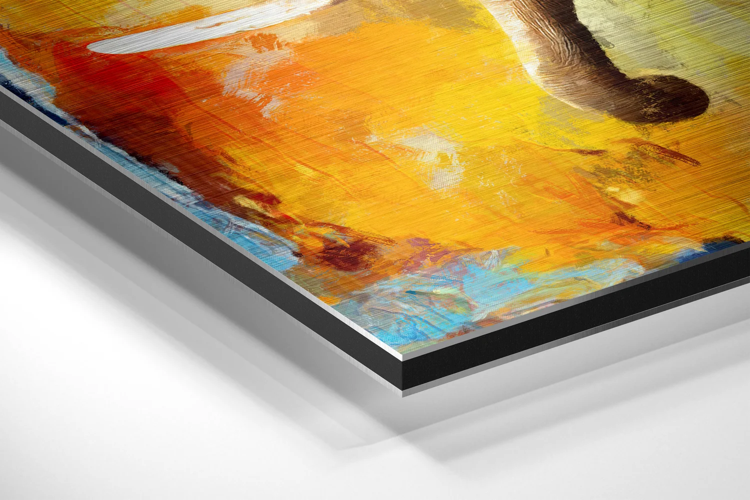 Walking Elephant Fiery Orange Brushed Aluminium Dibond Wall Art - Image 2