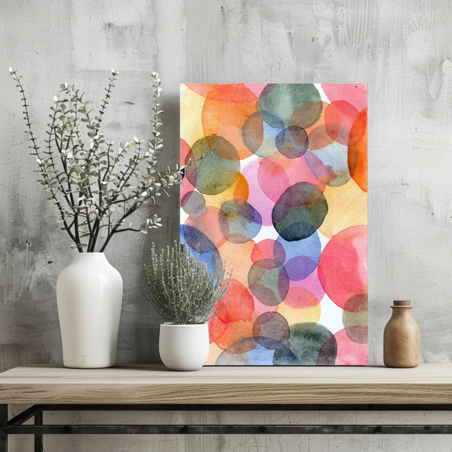 Watercolor Bubbles Multicolor Aluminum Print - Image 2