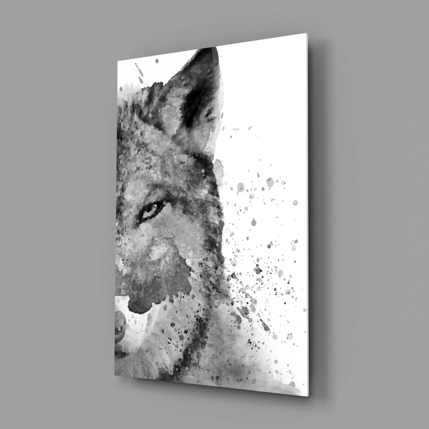 Watercolor Half Face Wolf Glass Wall Art - Image 2
