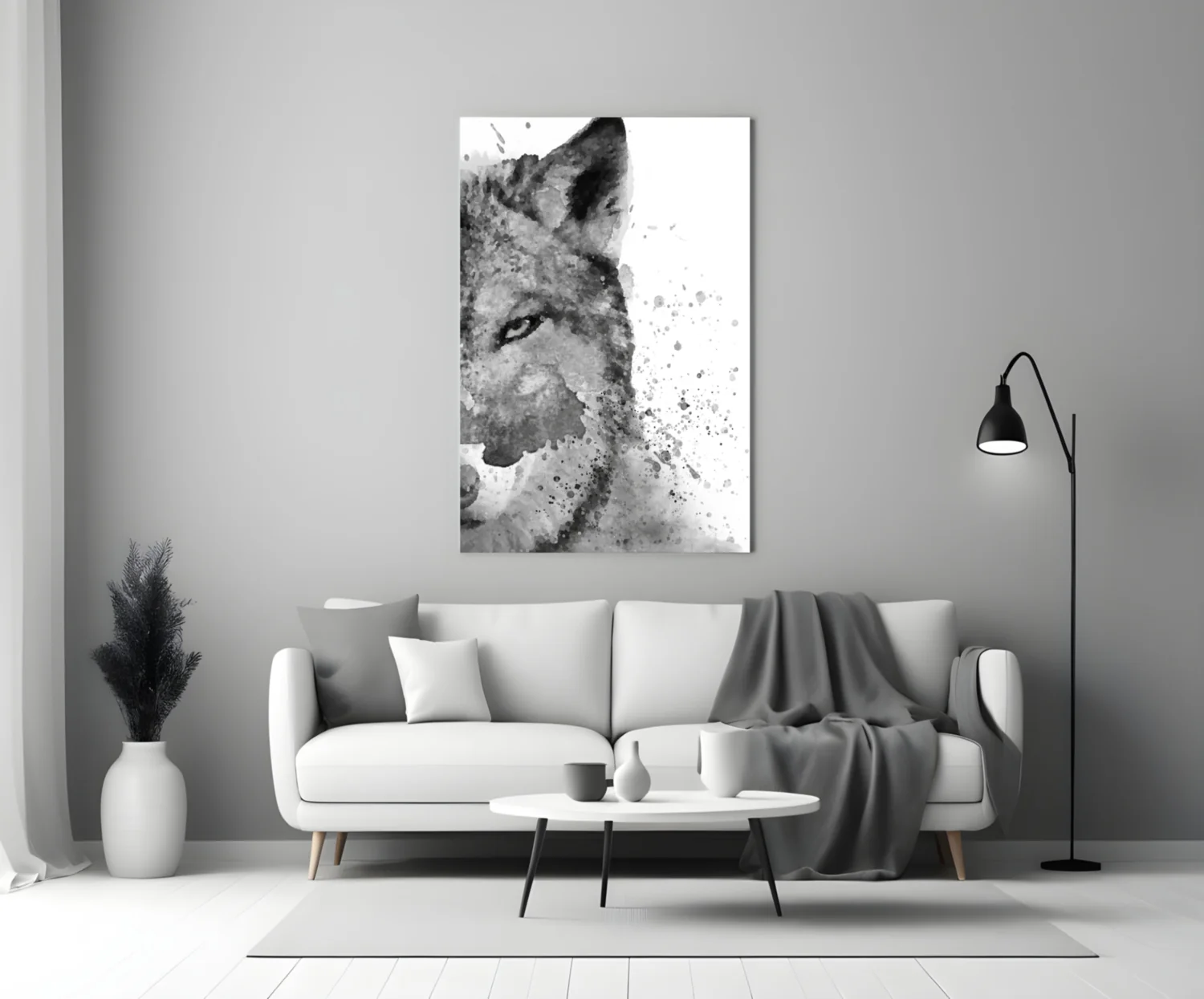 Watercolor Half Face Wolf Glass Wall Art - Image 3