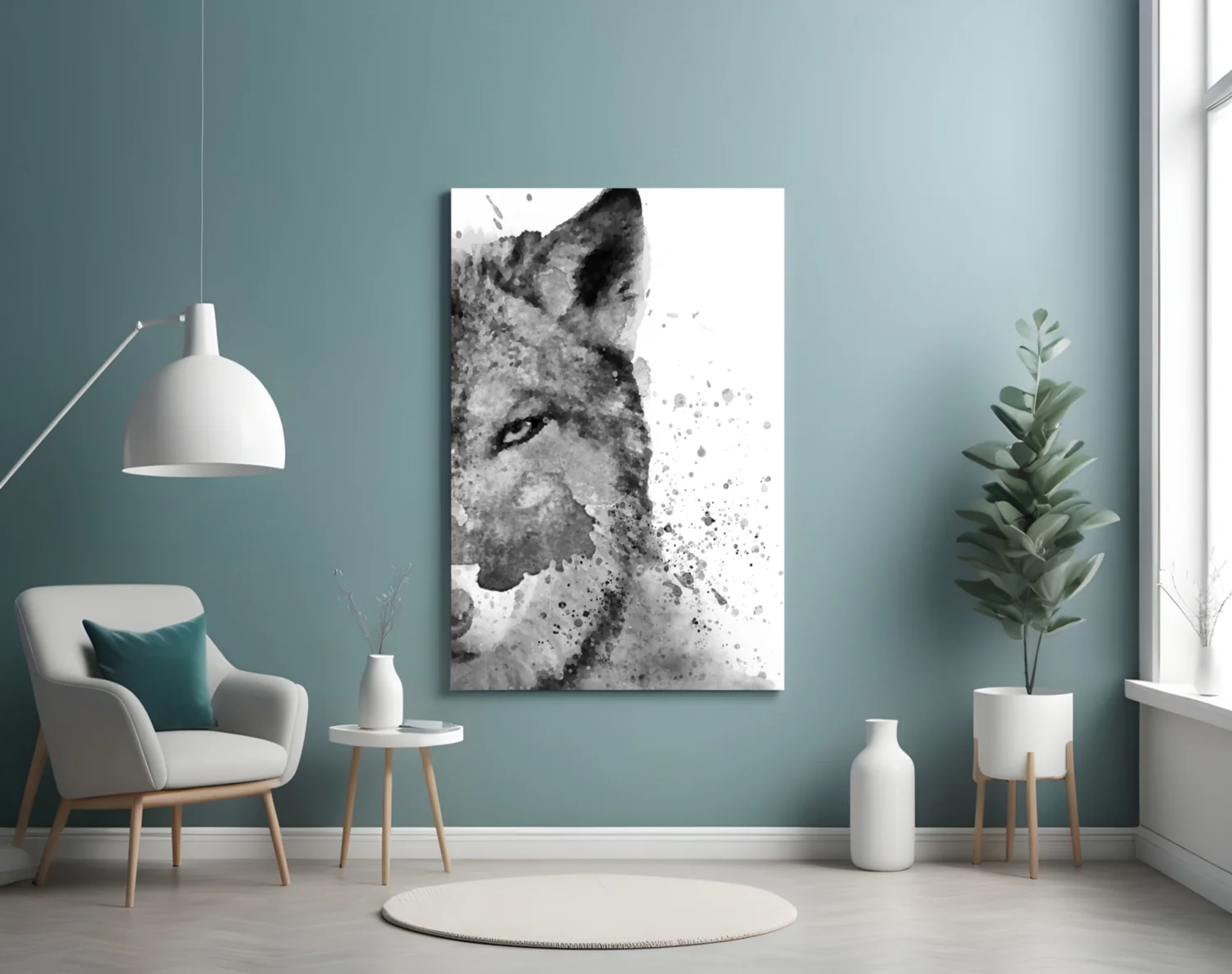 Watercolor Half Face Wolf Glass Wall Art - Image 4