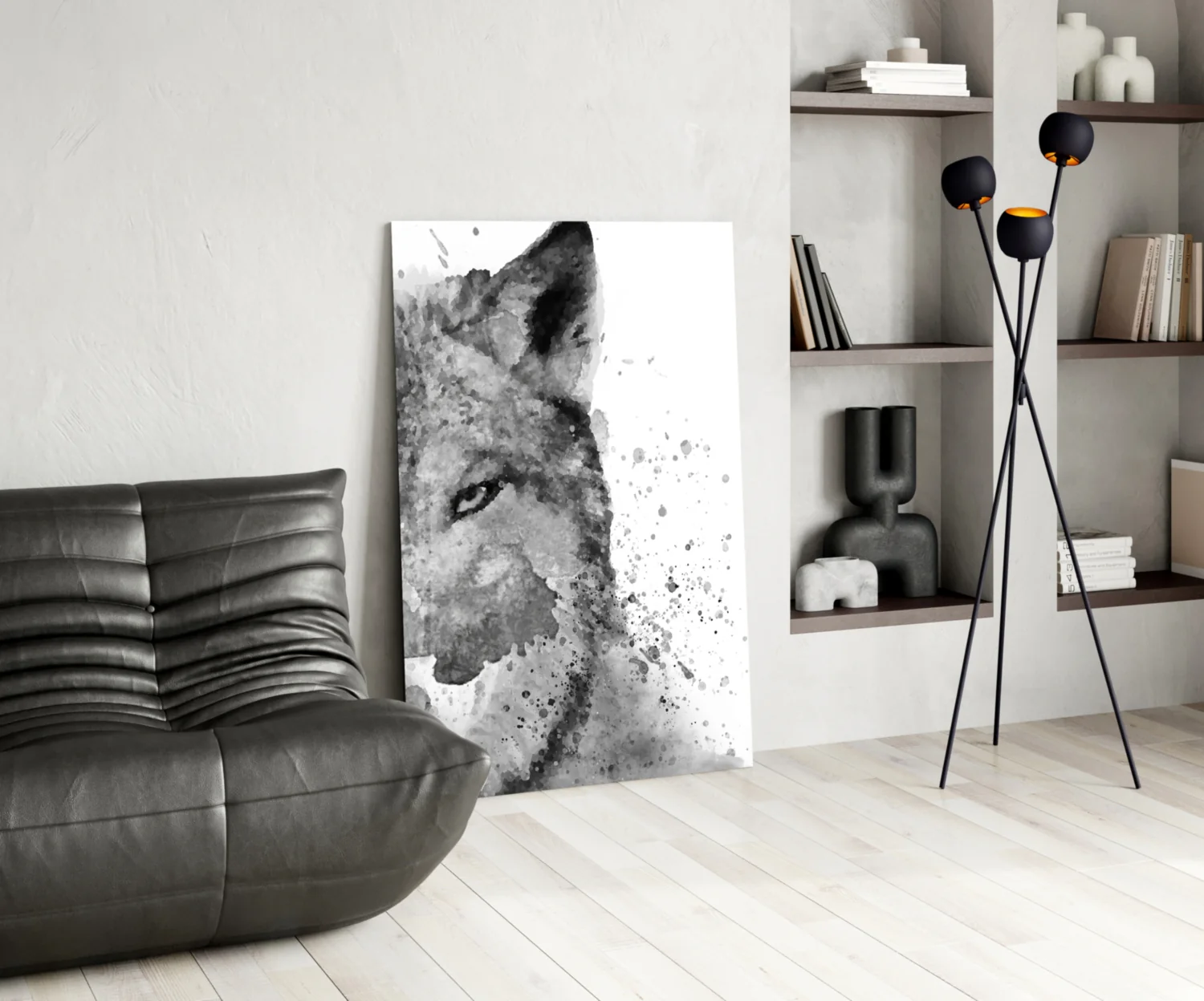 Watercolor Half Face Wolf Glass Wall Art - Image 5