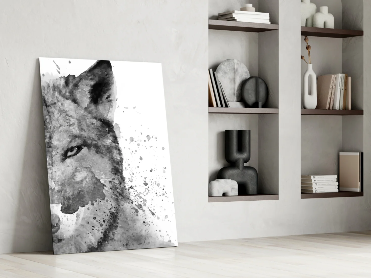 Watercolor Half Face Wolf Glass Wall Art - Image 6