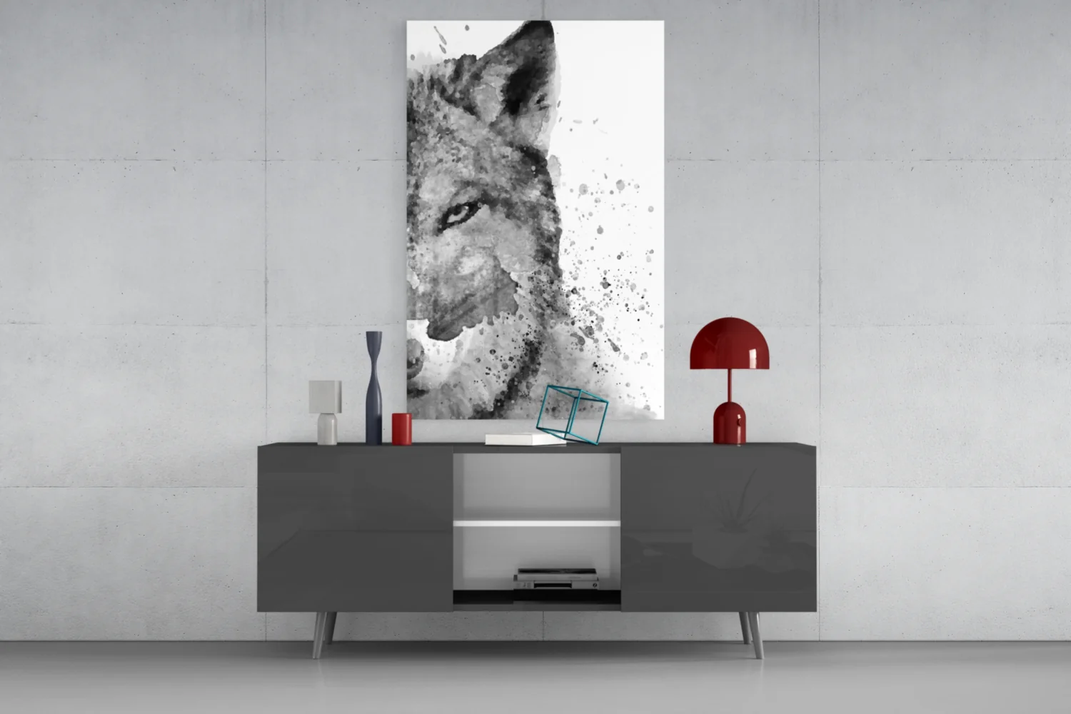 Watercolor Half Face Wolf Glass Wall Art - Image 8