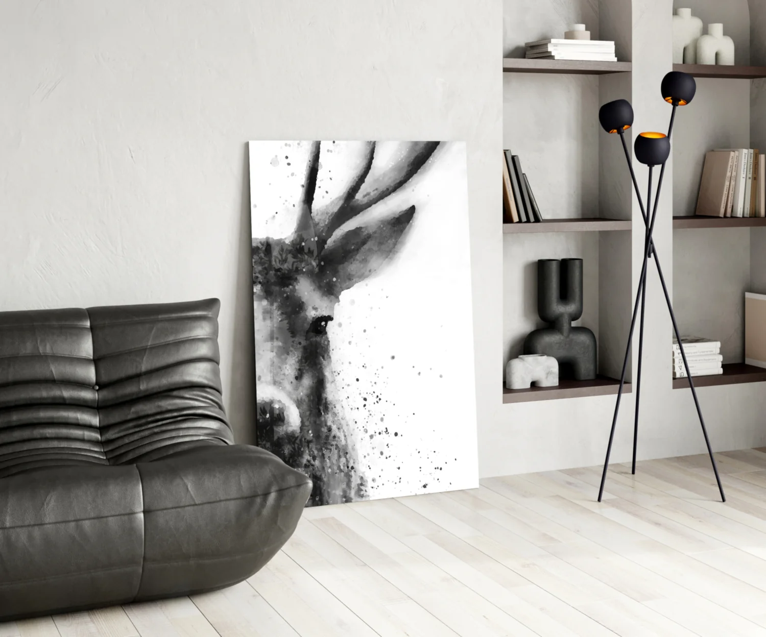 Watercolor Ink Deer Splatter Glass Wall Art - Image 5