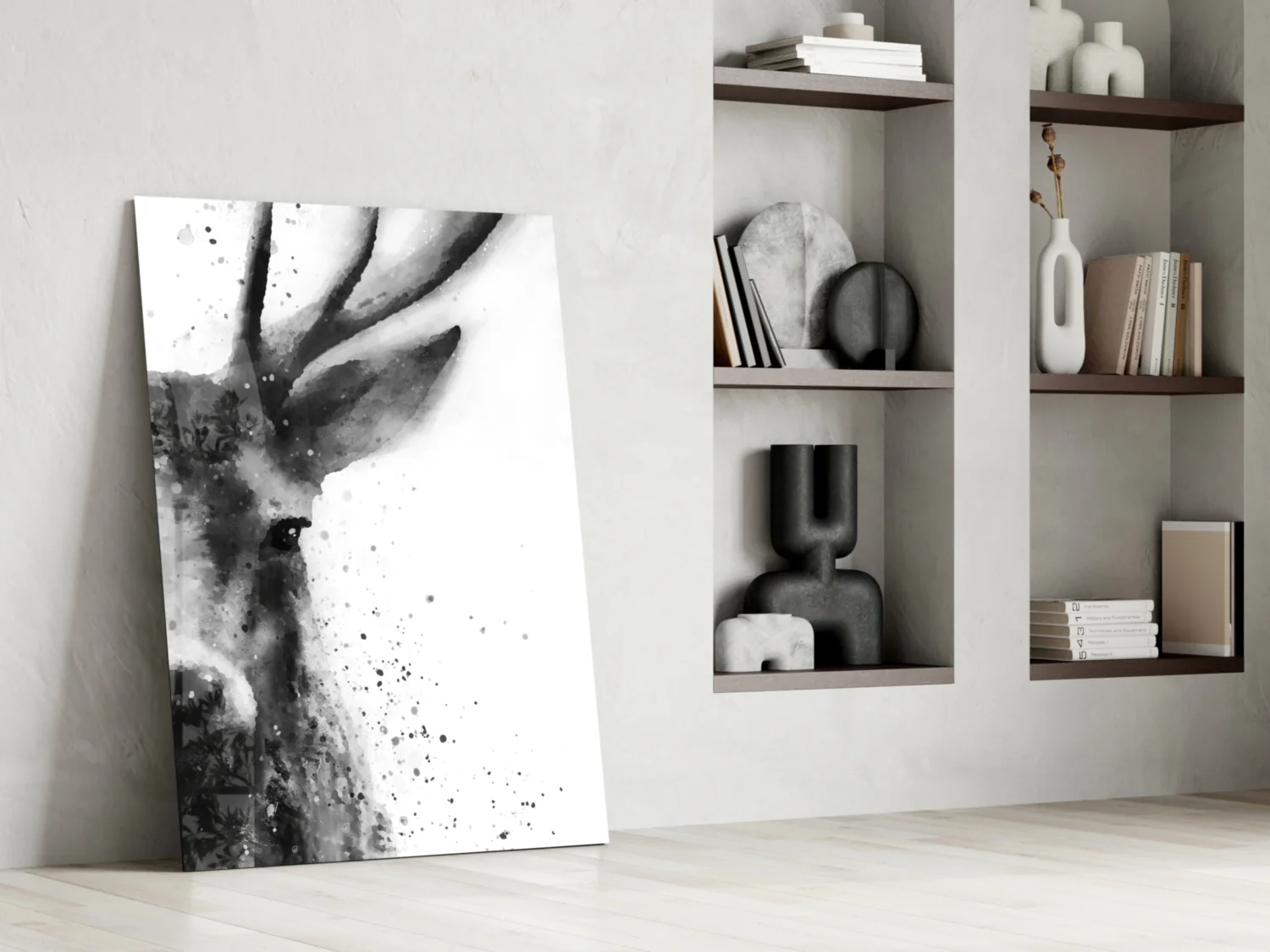 Watercolor Ink Deer Splatter Glass Wall Art - Image 6