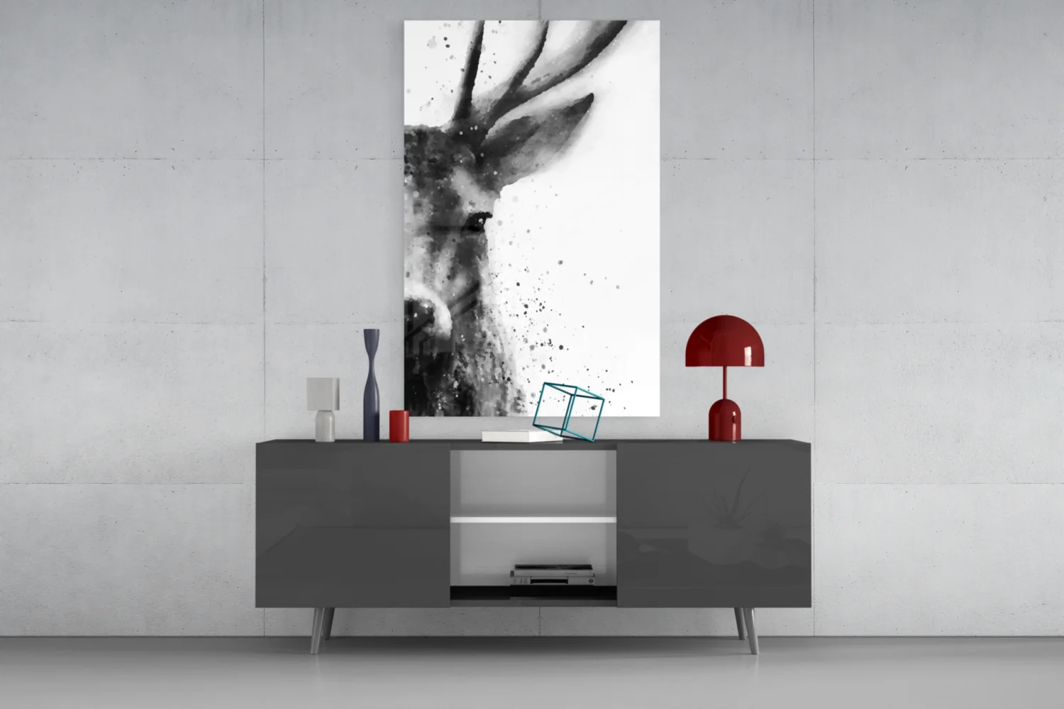 Watercolor Ink Deer Splatter Glass Wall Art - Image 8