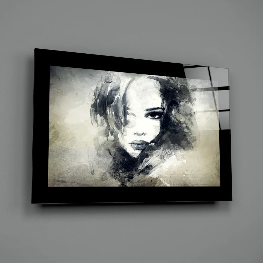 Watercolor Ink Splash Woman Glass Wall Art - Image 2