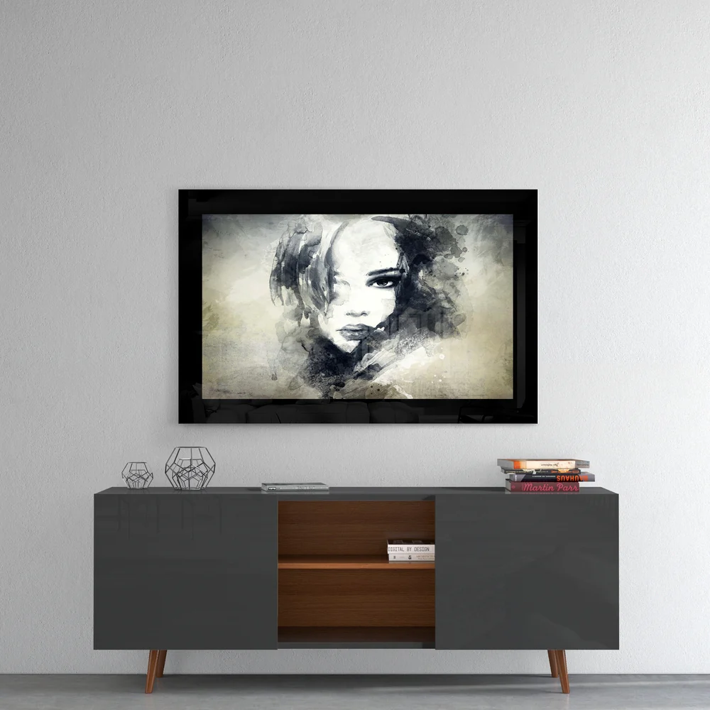 Watercolor Ink Splash Woman Glass Wall Art - Image 4