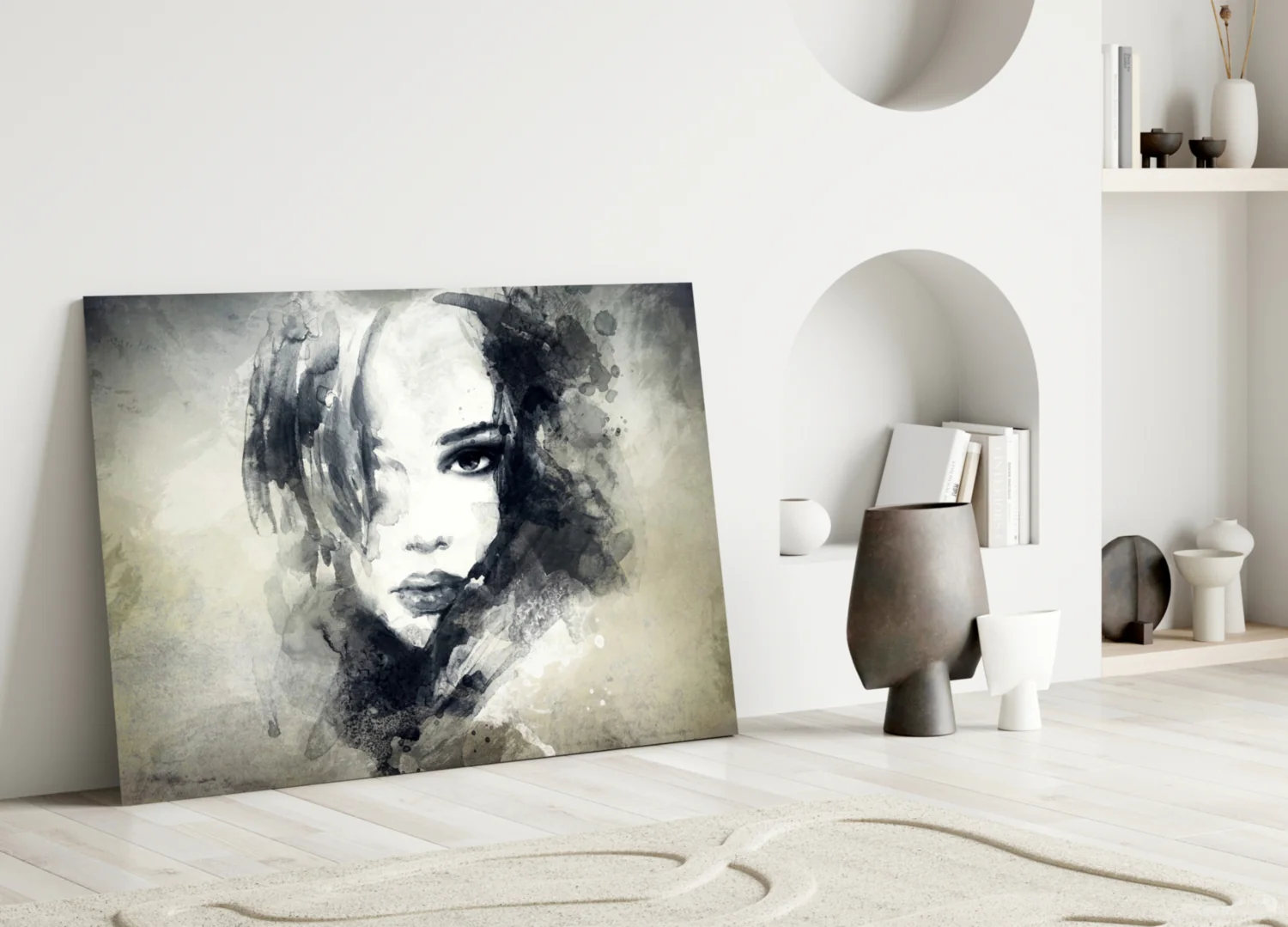 Watercolor Ink Woman Face Glass Wall Art - Image 4