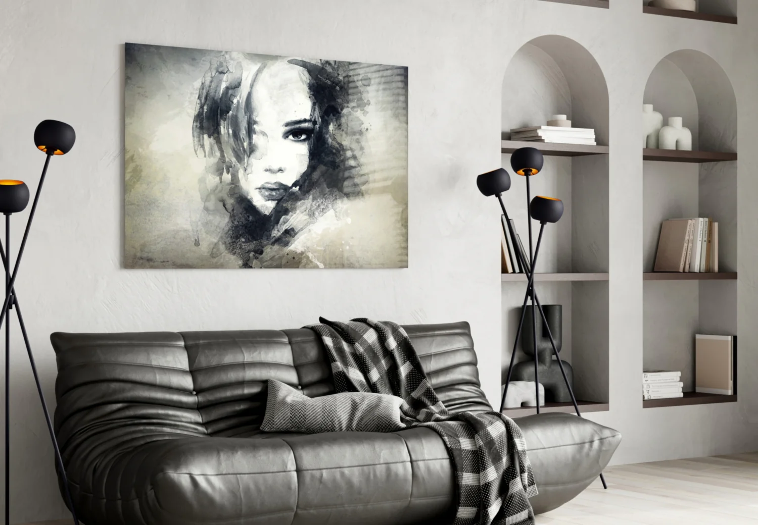 Watercolor Ink Woman Face Glass Wall Art - Image 5
