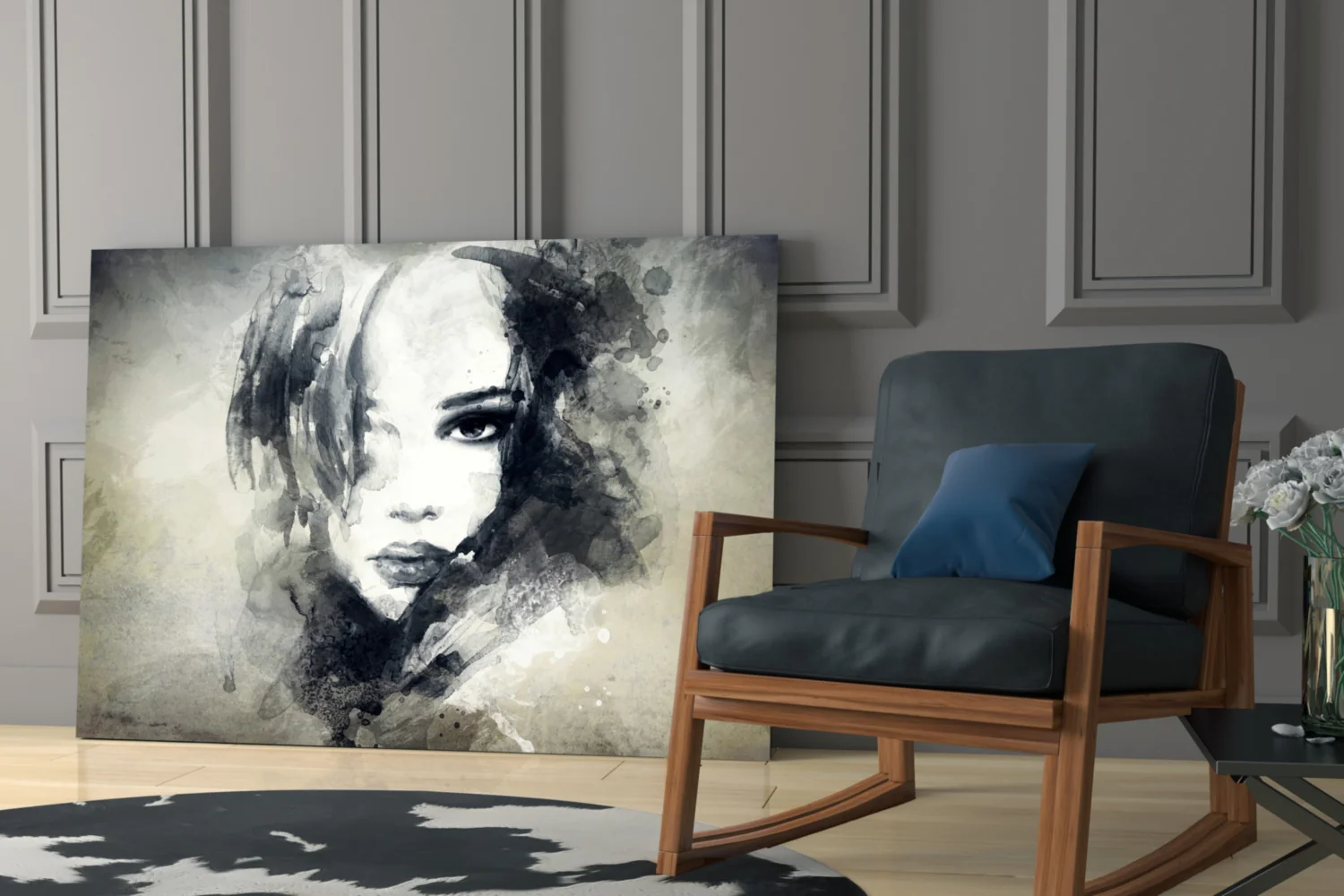 Watercolor Ink Woman Face Glass Wall Art - Image 7
