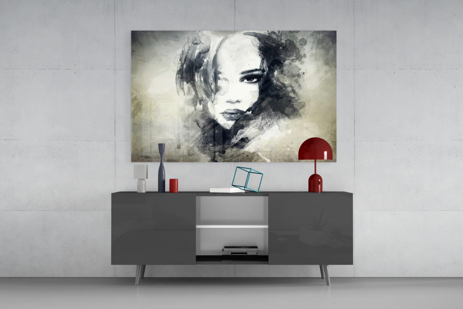 Watercolor Ink Woman Face Glass Wall Art - Image 9