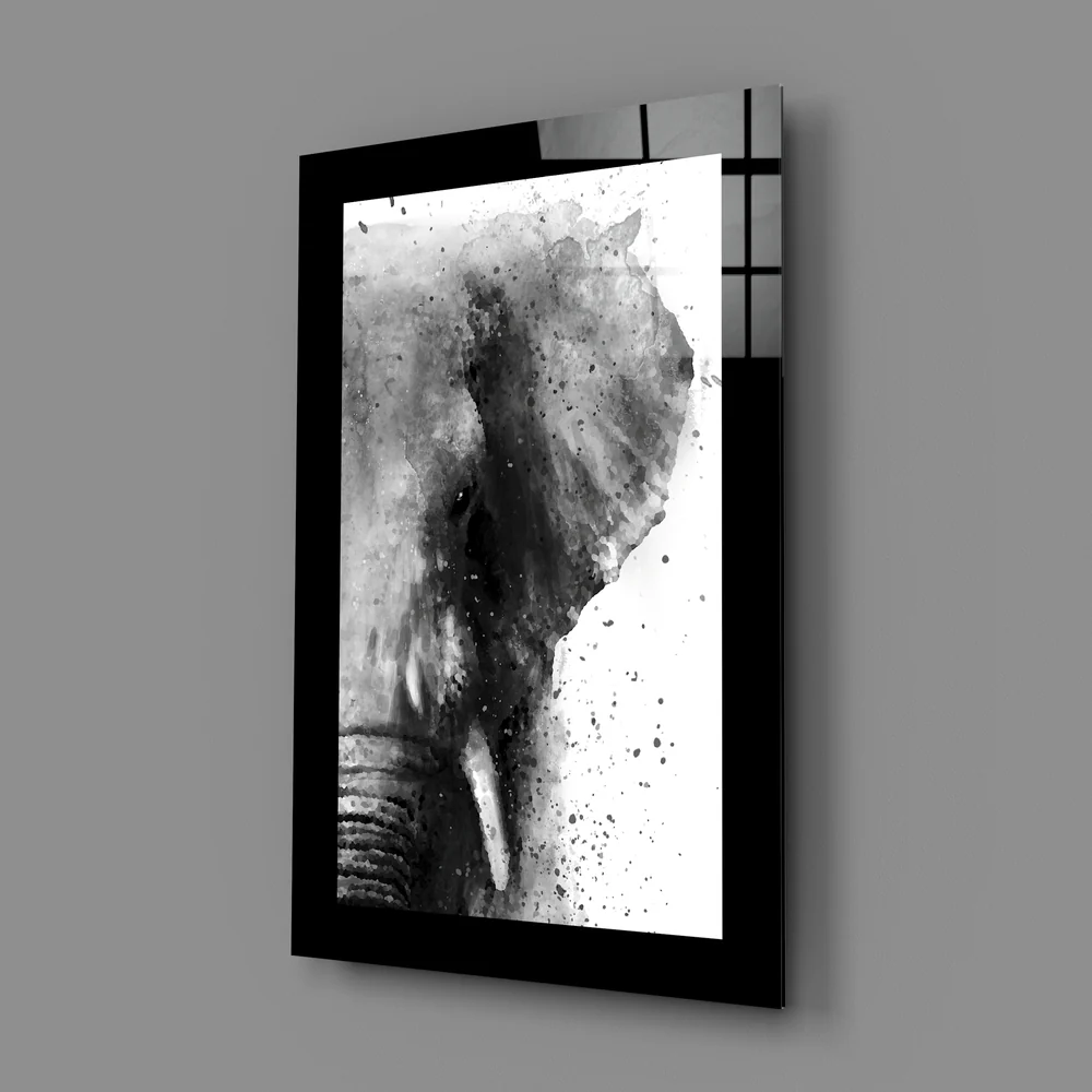 Watercolor Splash Elephant Portrait Glass Wall Art - Image 2