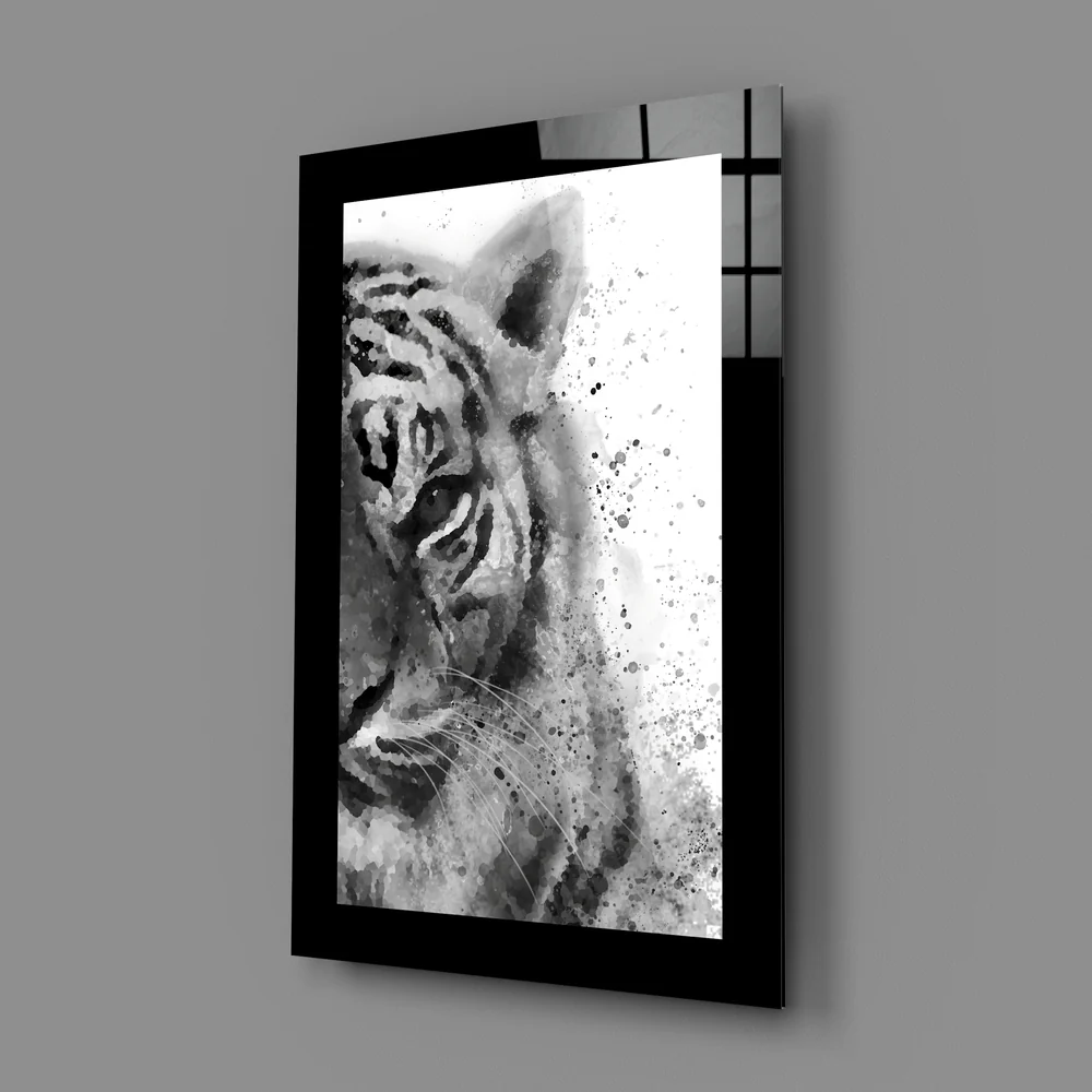 Watercolor Tiger Profile Glass Wall Art - Image 2