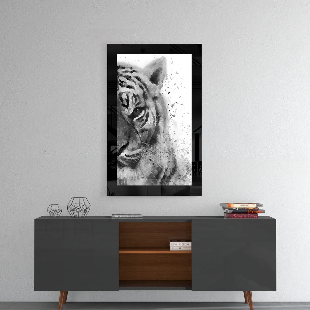 Watercolor Tiger Profile Glass Wall Art - Image 4