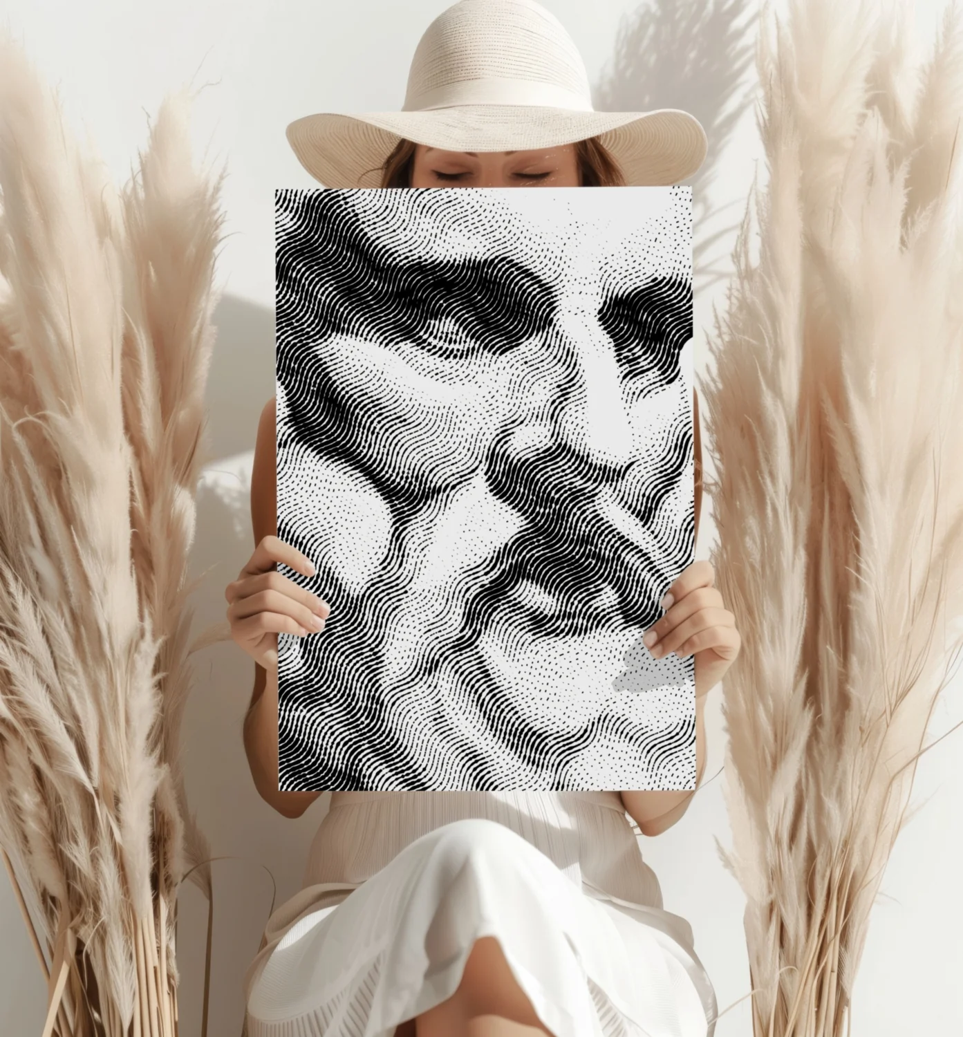 Wavy Line Face Profile Aluminum Print - Image 4