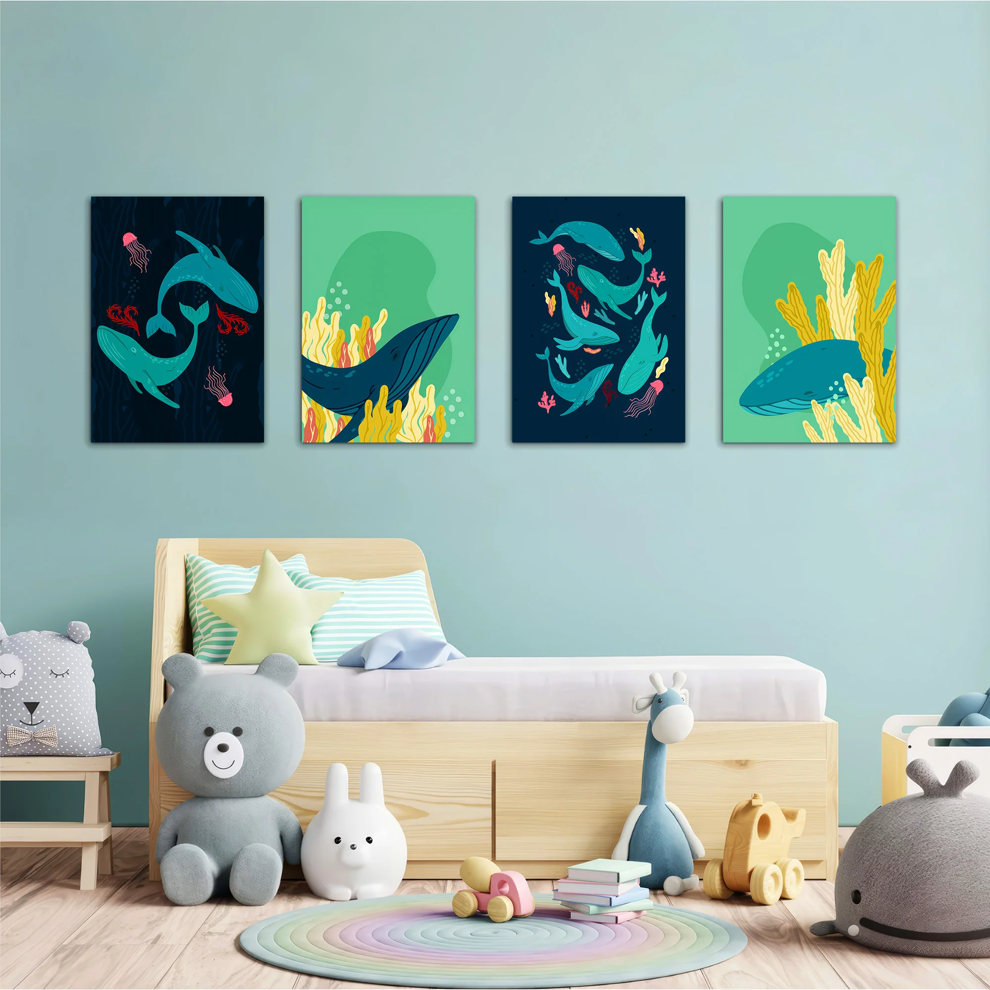 Whales & Coral Reef 4 Pieces Kids Metal Wall Art - Image 2