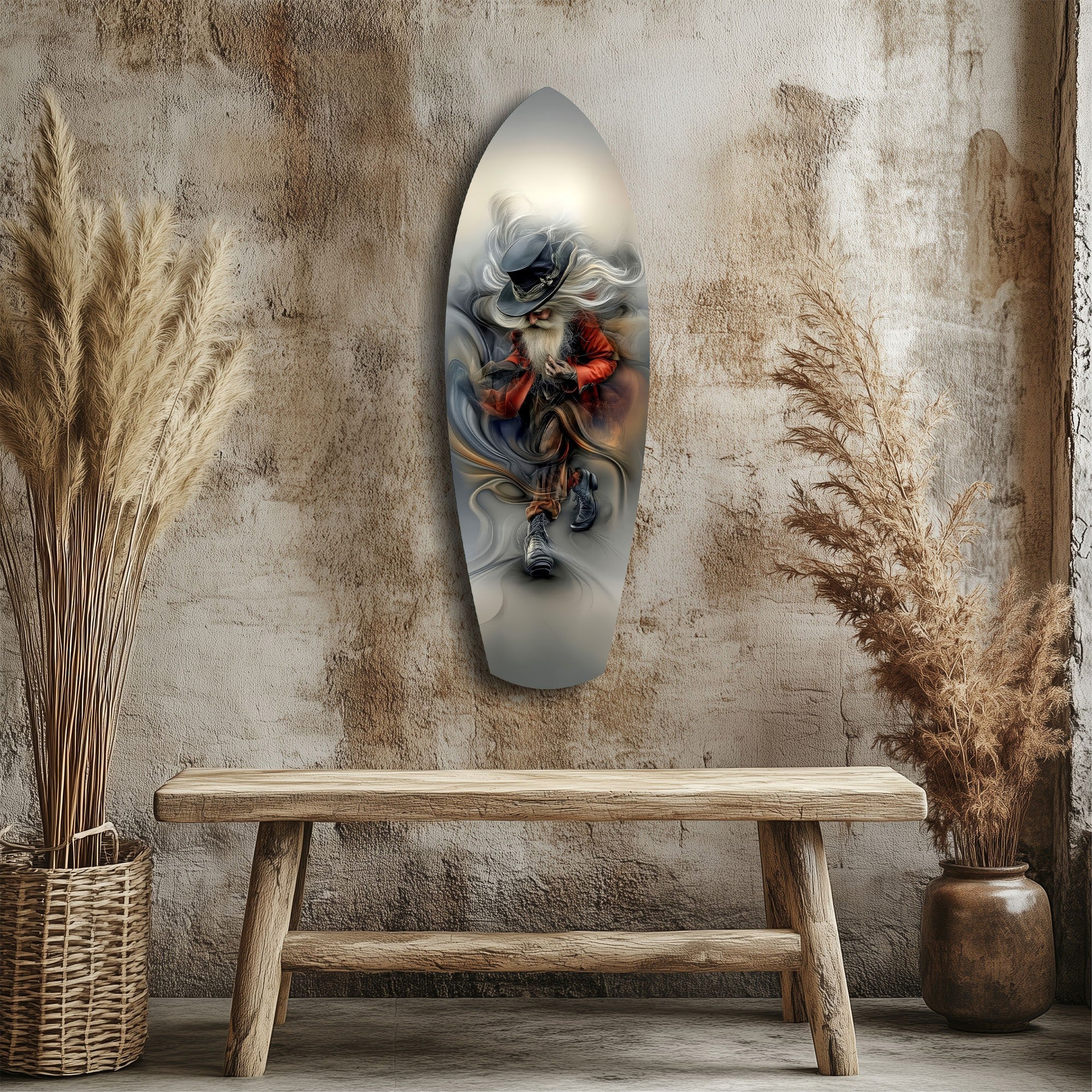 White-Bearded Wizard Steampunk Glass Wall Art - Image 3