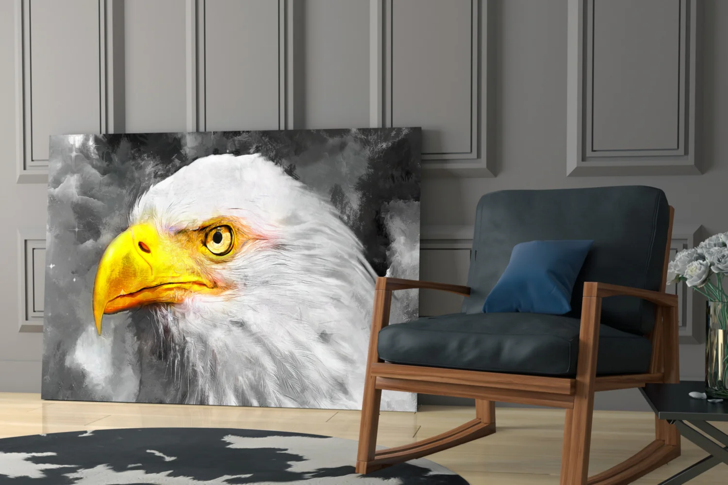 White Eagle Stormy Sky Glass Wall Art - Image 6