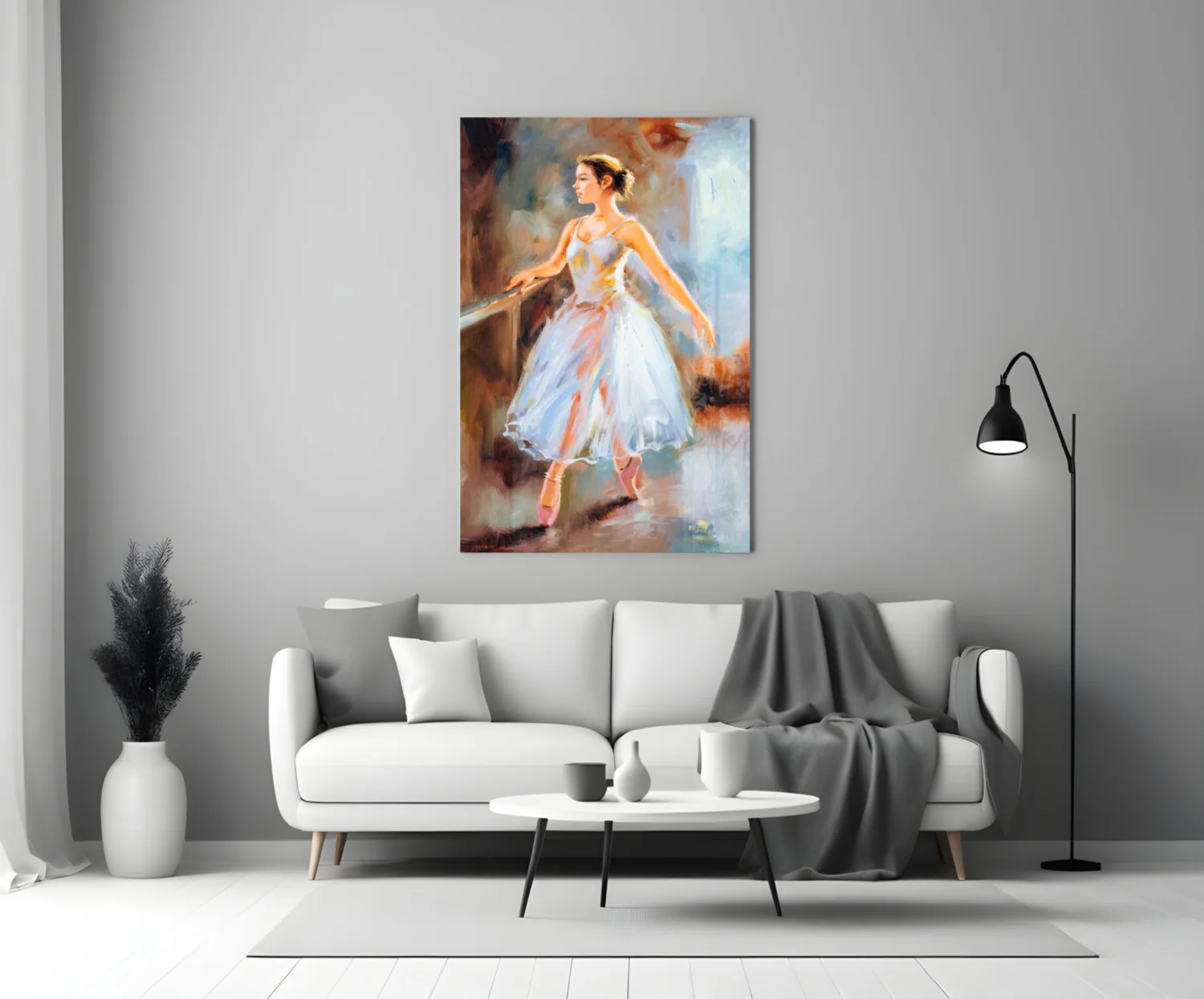 White Gown Rehearsal Ballerina Glass Wall Art - Image 3