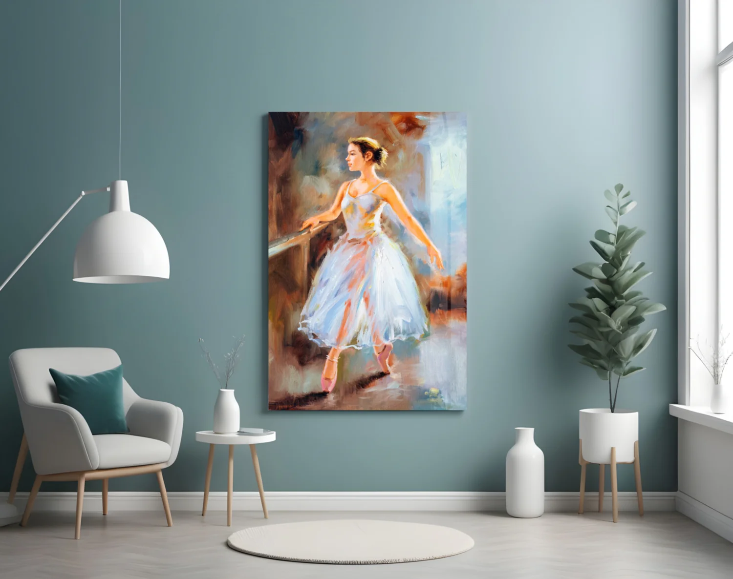 White Gown Rehearsal Ballerina Glass Wall Art - Image 4