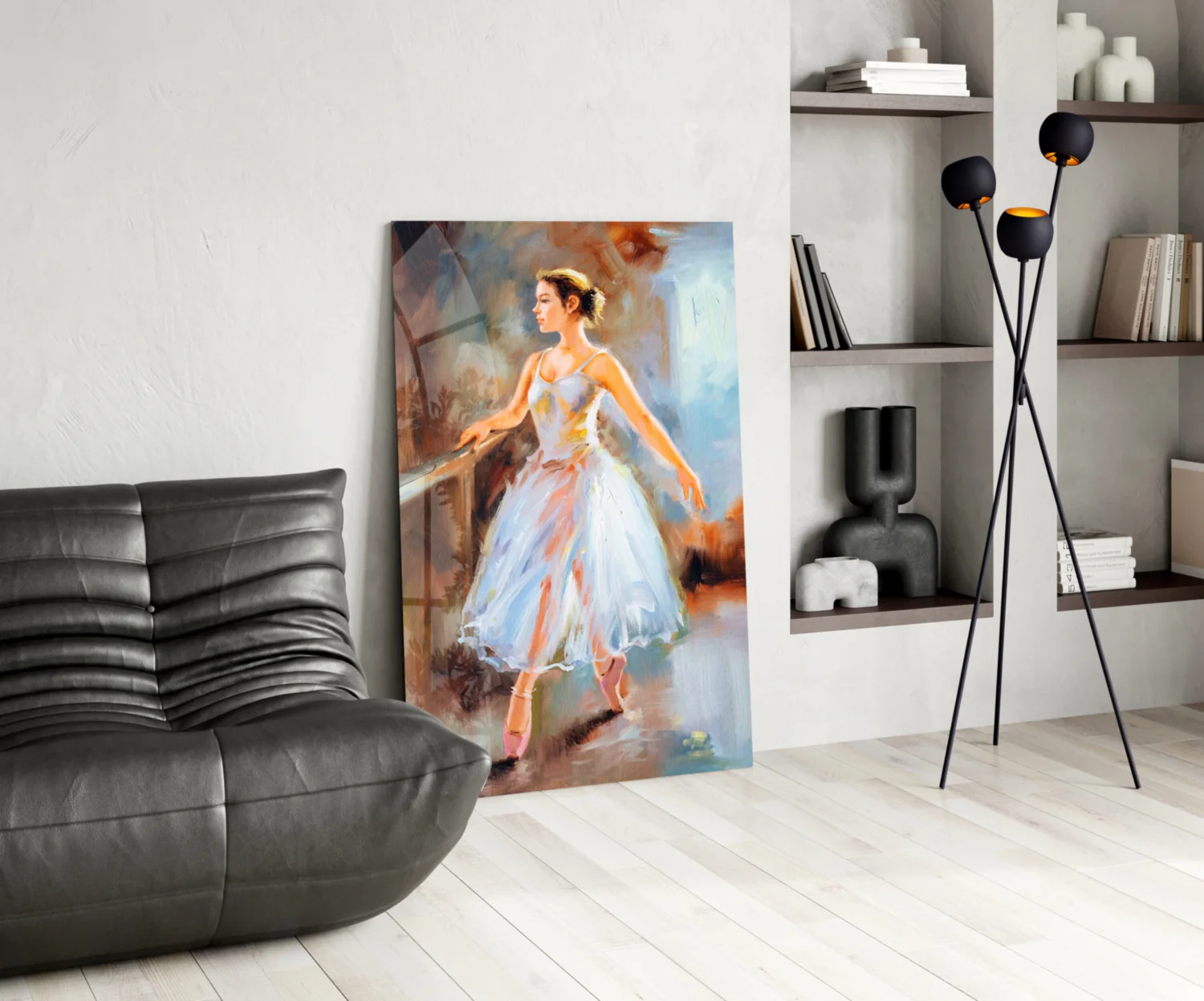 White Gown Rehearsal Ballerina Glass Wall Art - Image 5