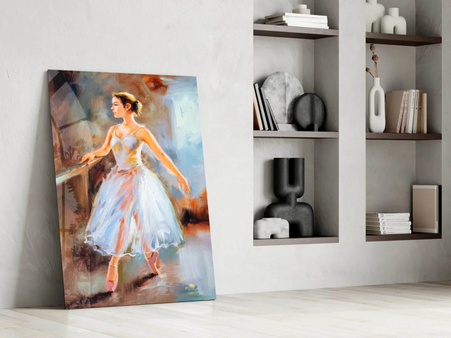 White Gown Rehearsal Ballerina Glass Wall Art - Image 6