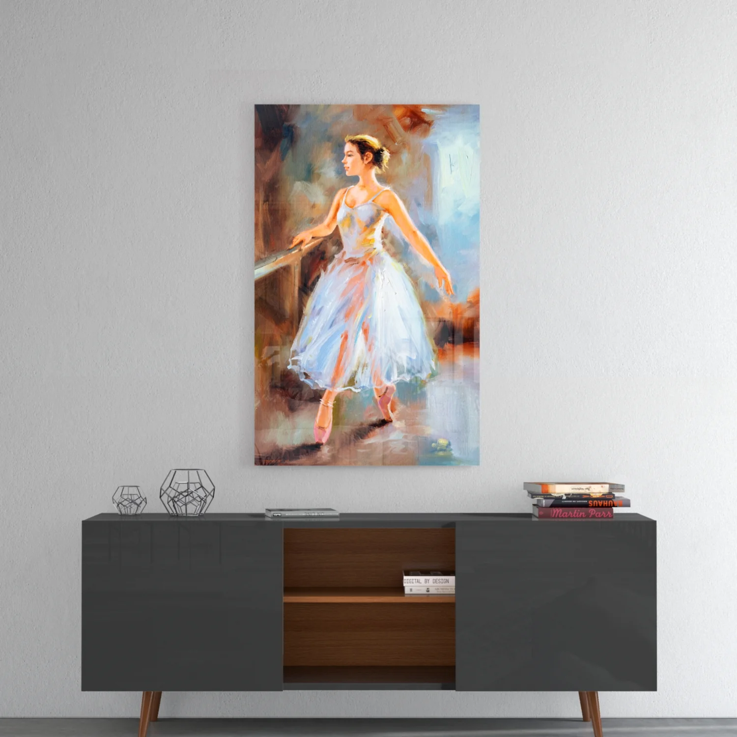 White Gown Rehearsal Ballerina Glass Wall Art - Image 8