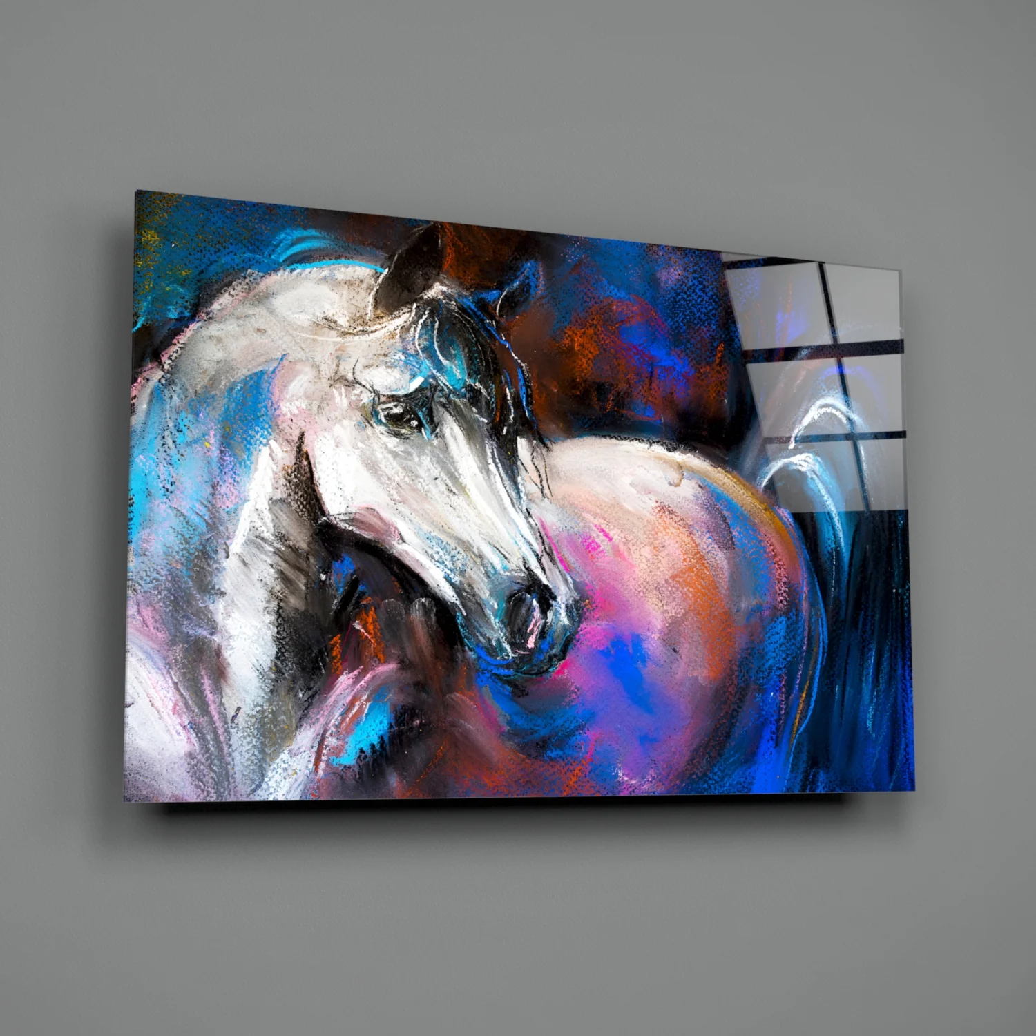 White Horse Glass Wall Art - Image 2