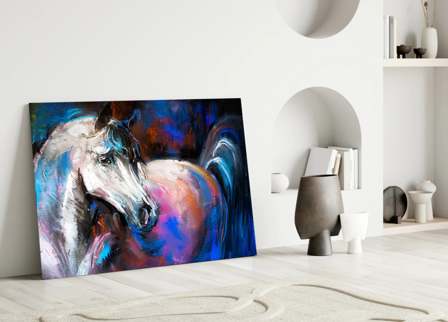 White Horse Glass Wall Art - Image 3