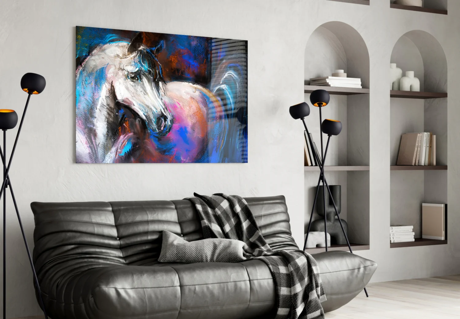White Horse Glass Wall Art - Image 4