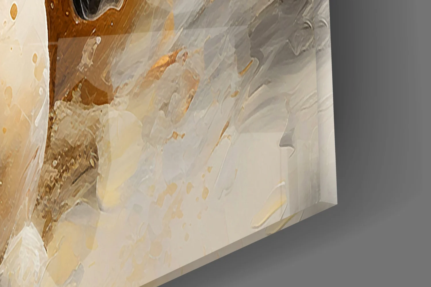 White Horse Gold Splatter Glass Wall Art - Image 7